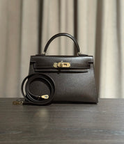 Hermès Bai-Brun Mini Kelly Sellier 20 Madame Permabrass Hardware