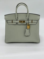 Hermes Birkin 25 Gris Neve Togo Calfskin  Gold Hardware Wrist Aficionado