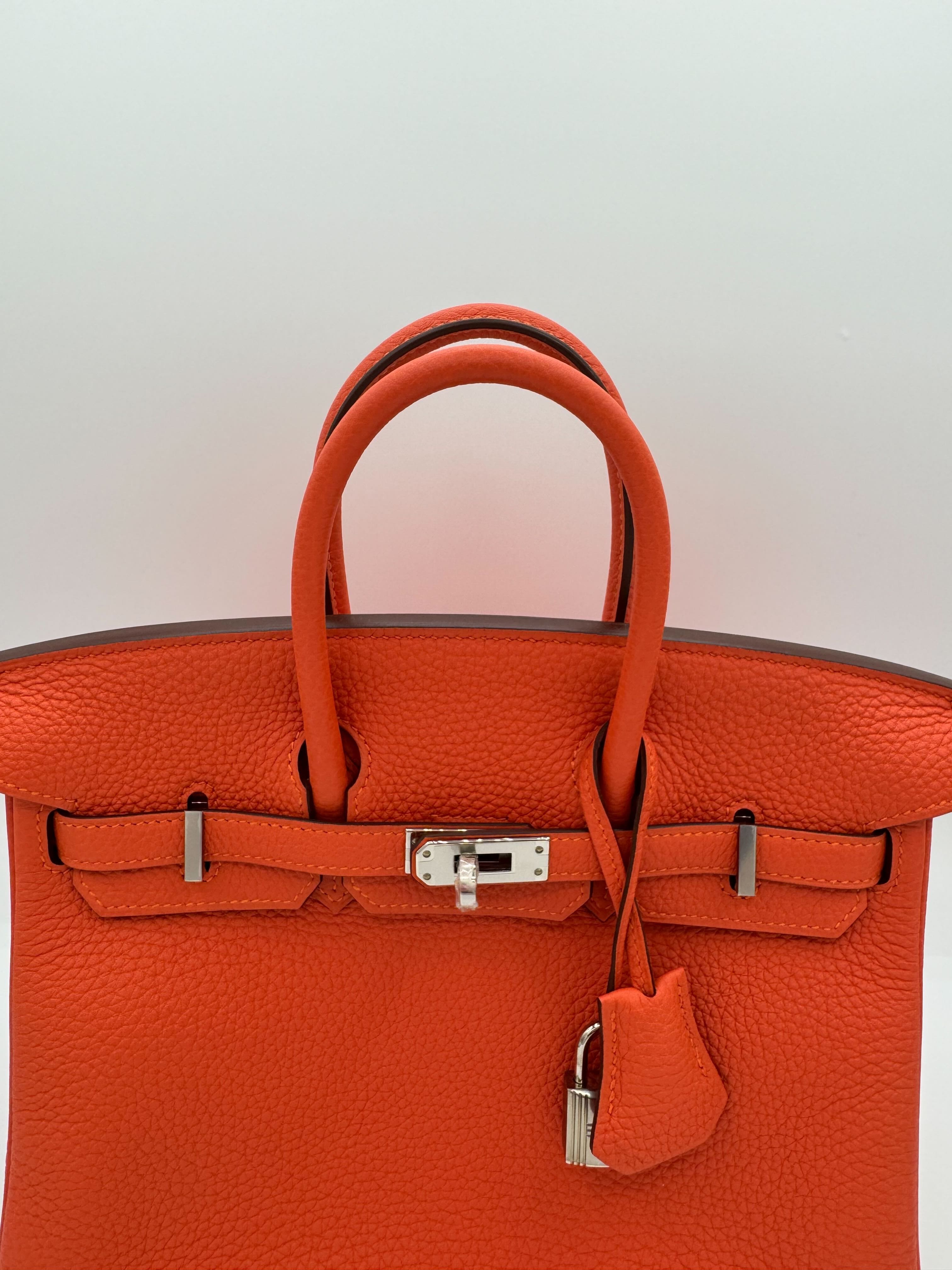 Hermès Birkin 25 Orange Togo Leather Palladium Hardware