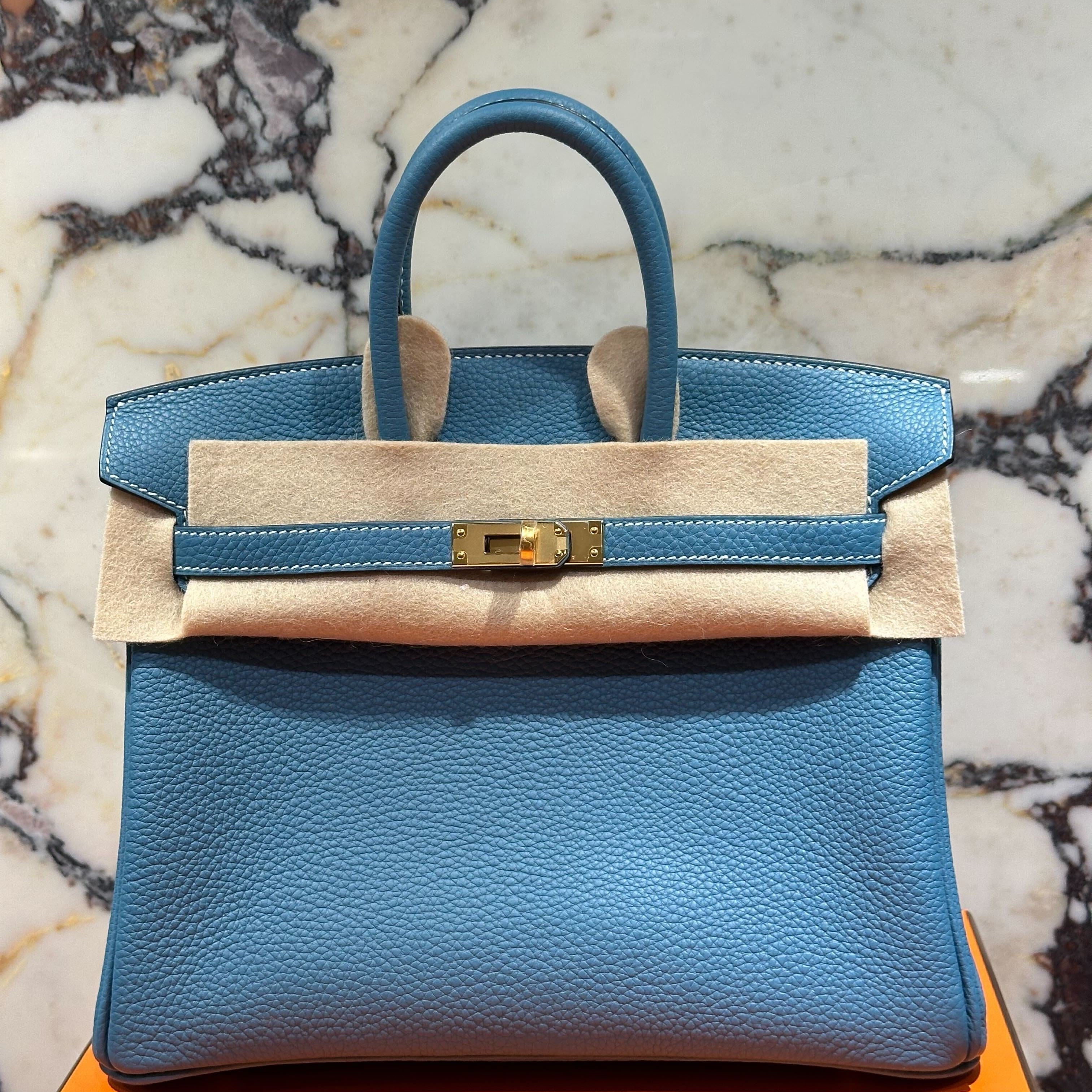 Hermès Birkin 25 Togo Calfskin New Bleu Jean Gold Hardware