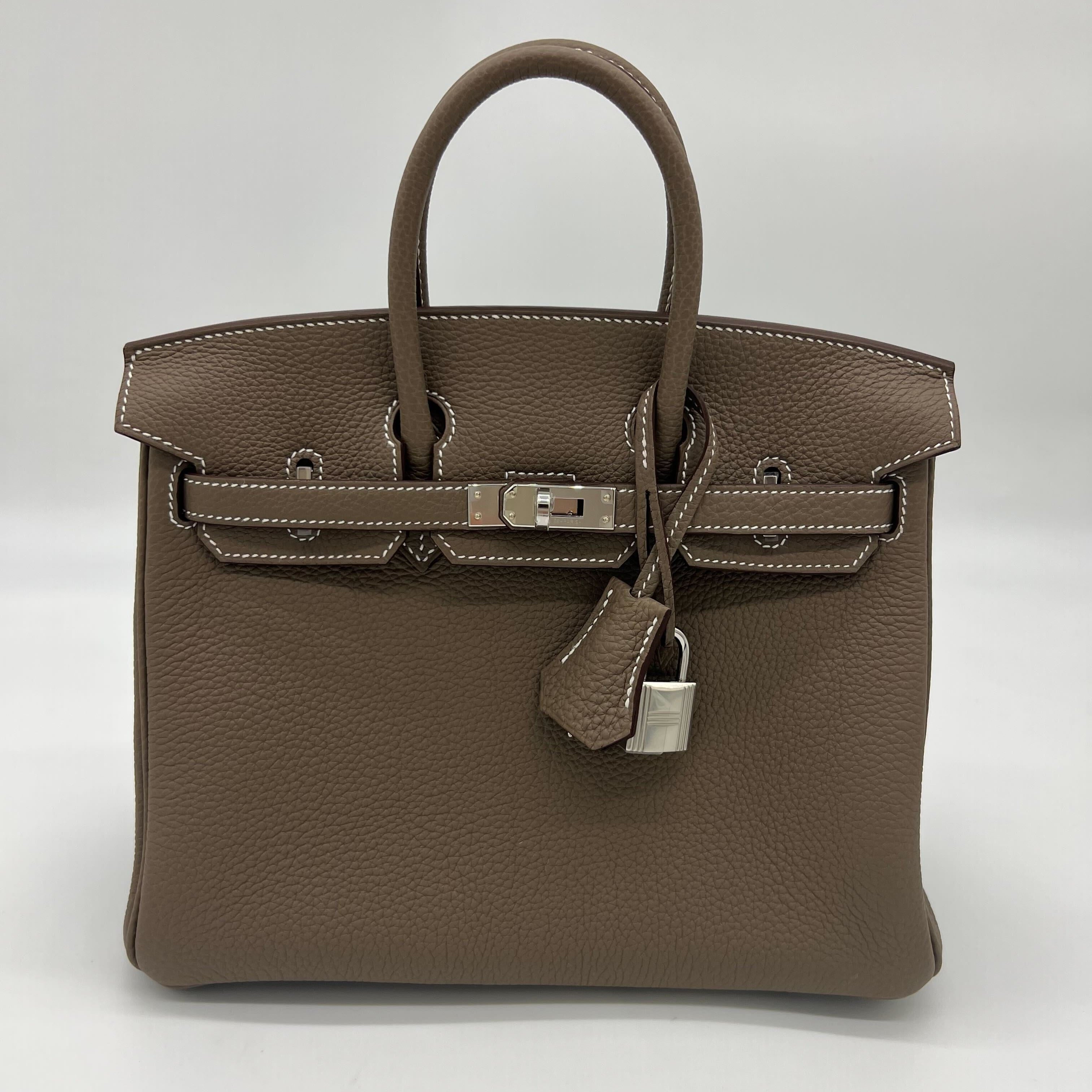 Bags & Accessories Hermes Birkin 25 Togo Etoupe Palladium Hardware Wrist Aficionado