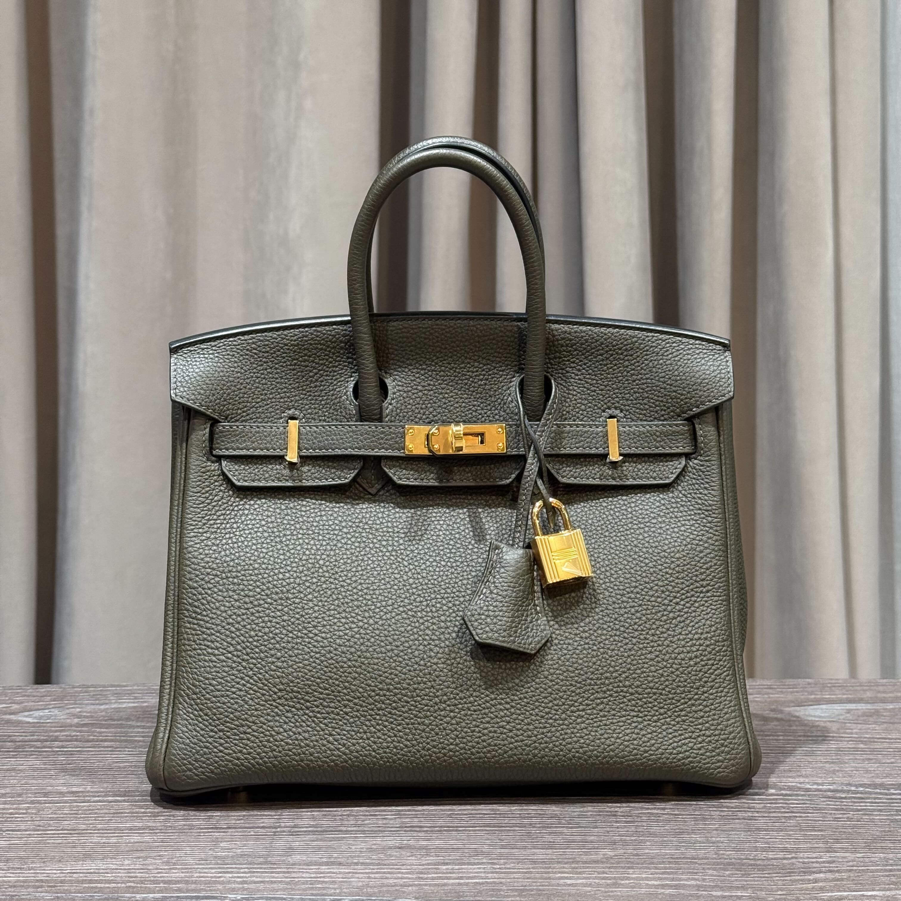 Hermès Vert De Gris Birkin 25 – Green Birkin Bag Togo Gold