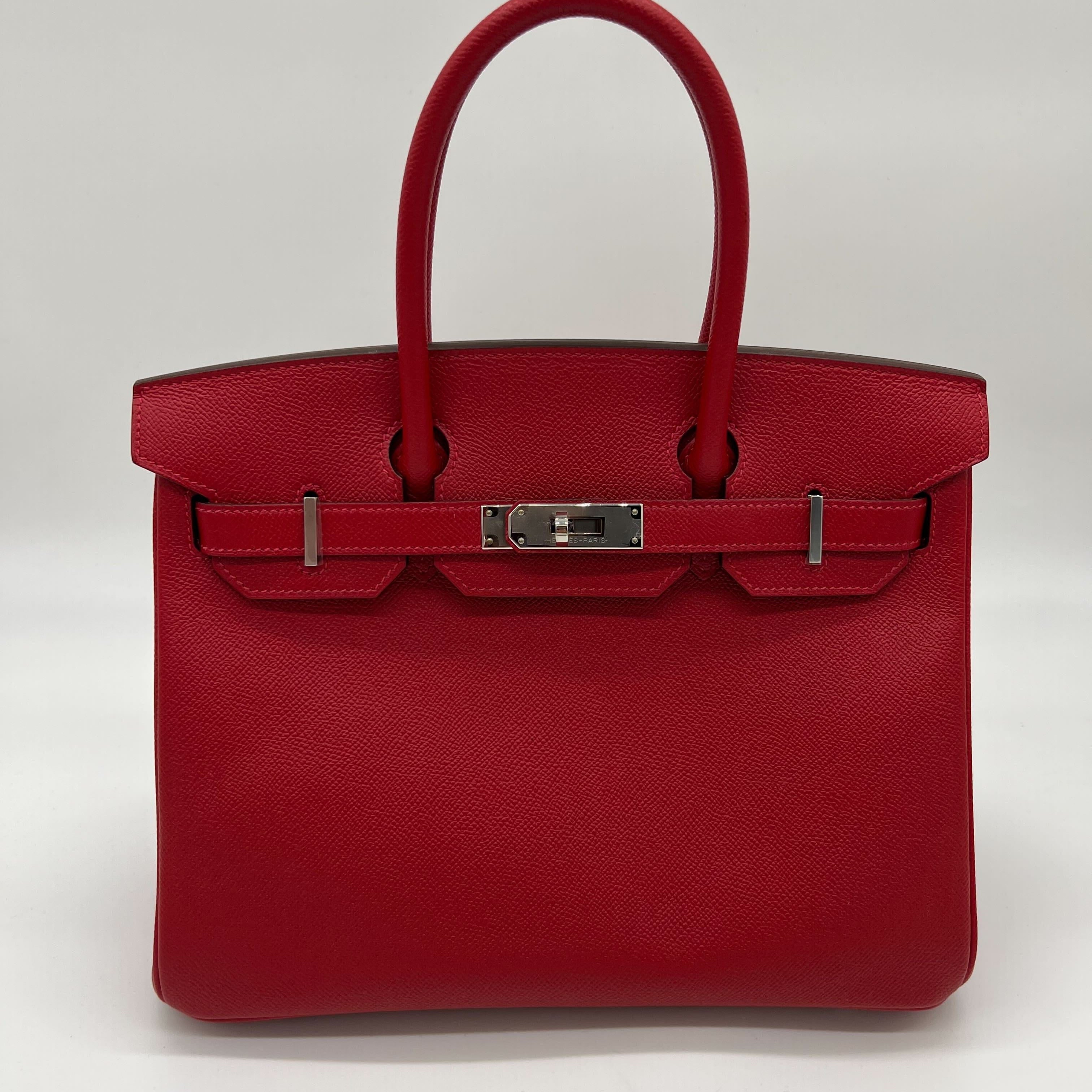 Bags & Accessories Hermes Birkin 30 Rouge Casaque Epsom Palladium Hardware Wrist Aficionado