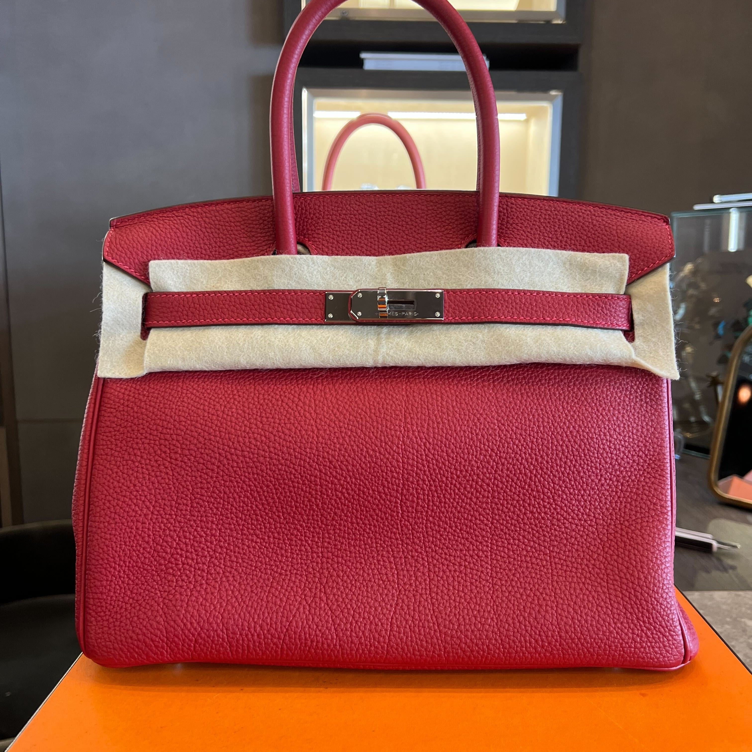 Bags & Accessories Hermes Birkin 30 Rouge Vif Togo Palladium Hardware Wrist Aficionado