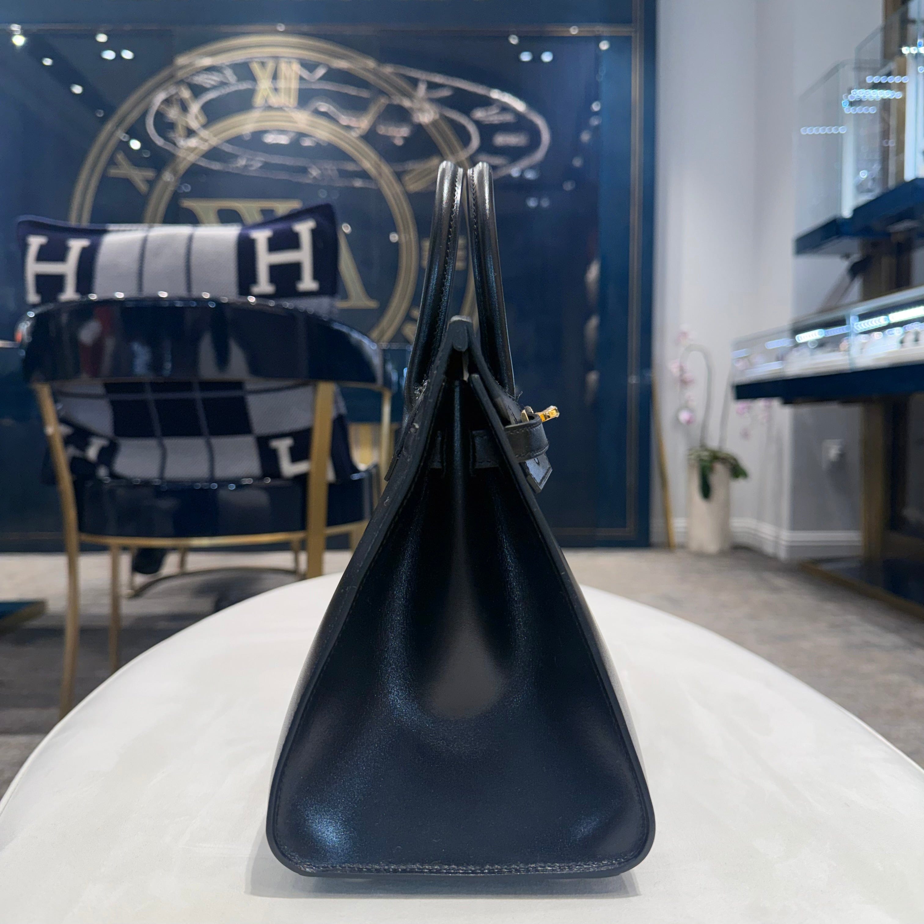 Hermès Birkin Sellier 25 Noir Box Leather Gold Hardware