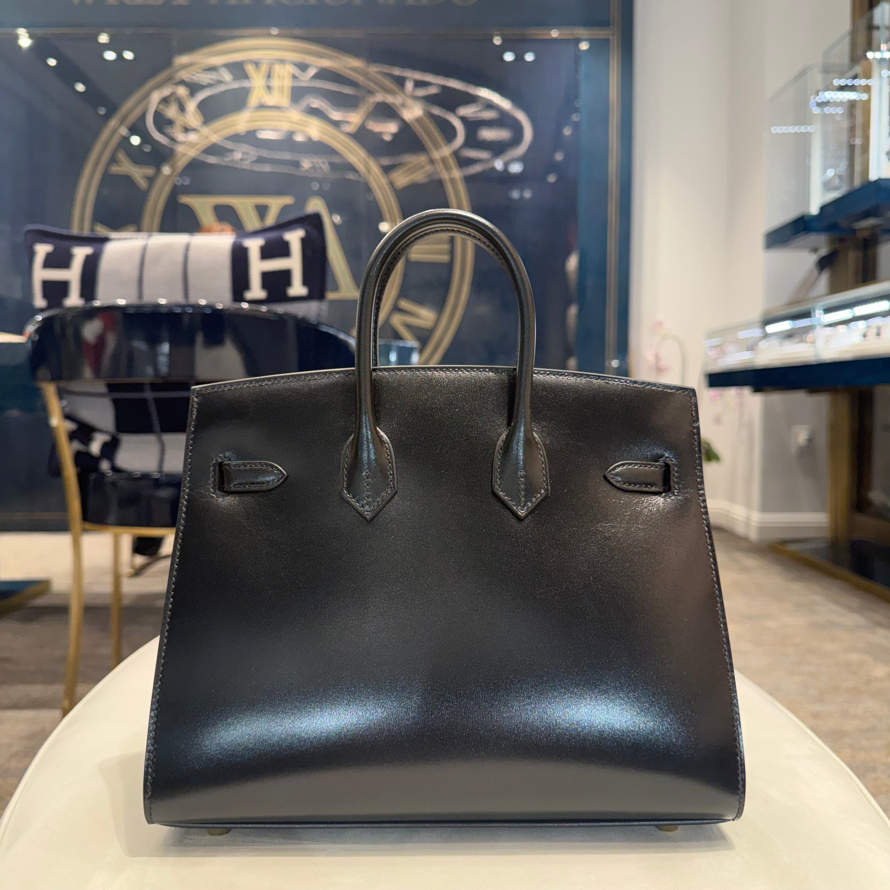 Hermès Birkin Sellier 25 Noir Box Leather Gold Hardware