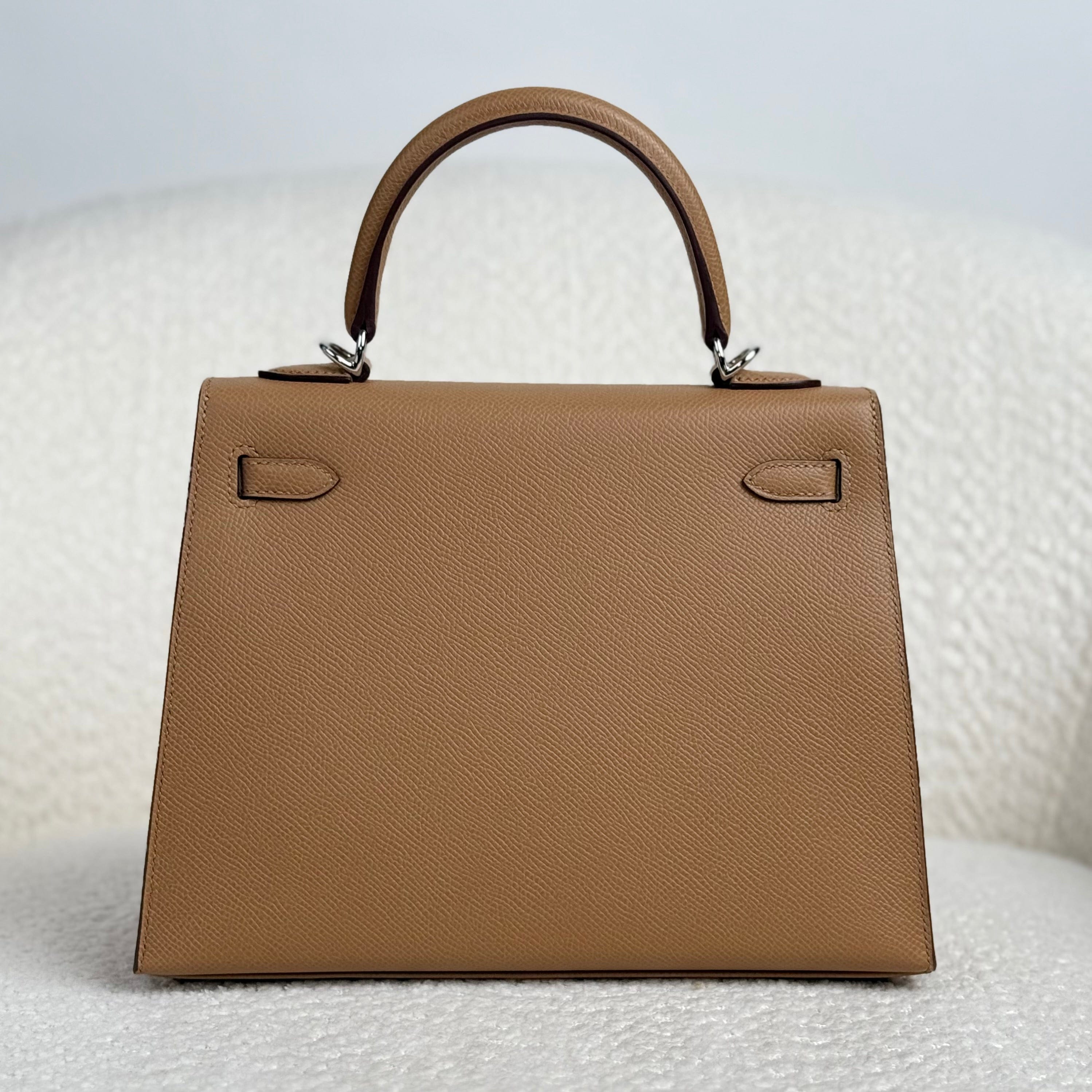 Hermès Biscuit Kelly Sellier 25 Epsom Palladium Hardware