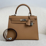 Hermès Biscuit Kelly Sellier 25 Epsom Palladium Hardware