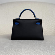 Hermès Bleu De Minu and Bleu Electrique Mini Kelly Sellier 20 Madame Touch Alligator Mississippi Palladium Hardware