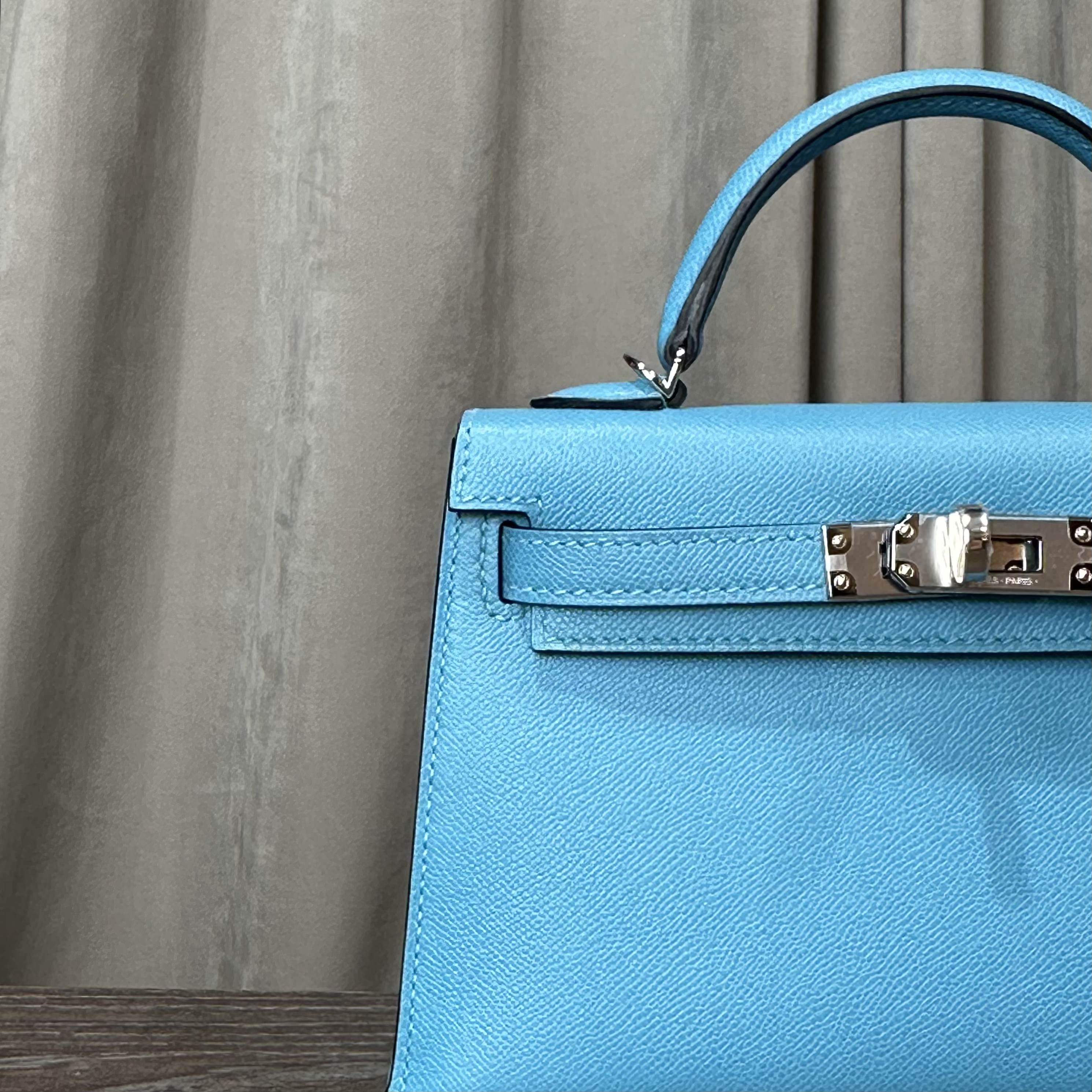 Hermès Bleu Du Nord Mini Kelly 20 Sellier Veau Madame Palladium Hardware