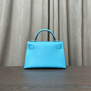 Hermès Bleu Du Nord Mini Kelly 20 Sellier Veau Madame Palladium Hardware