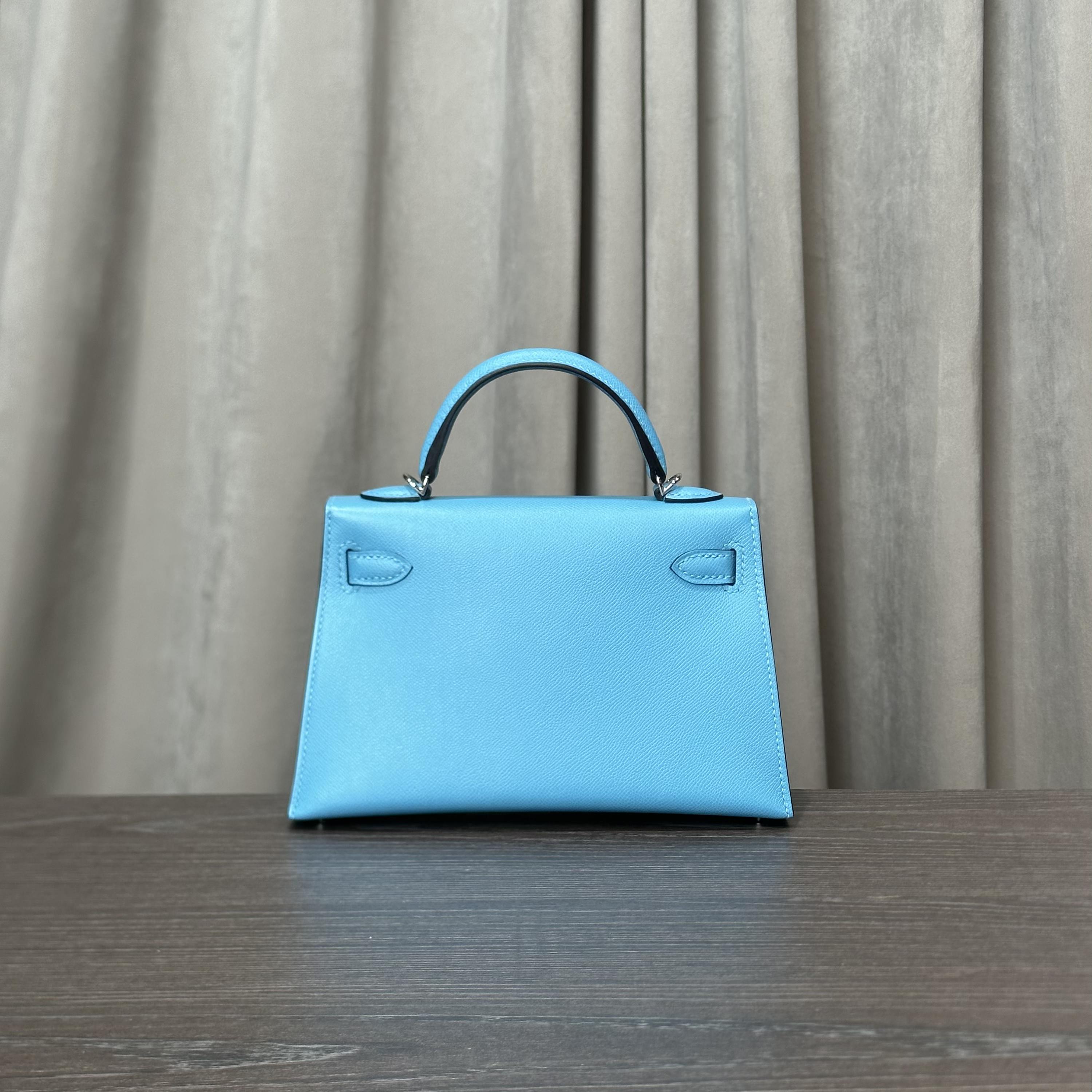 Hermès Bleu Du Nord Mini Kelly 20 Sellier Veau Madame Palladium Hardware
