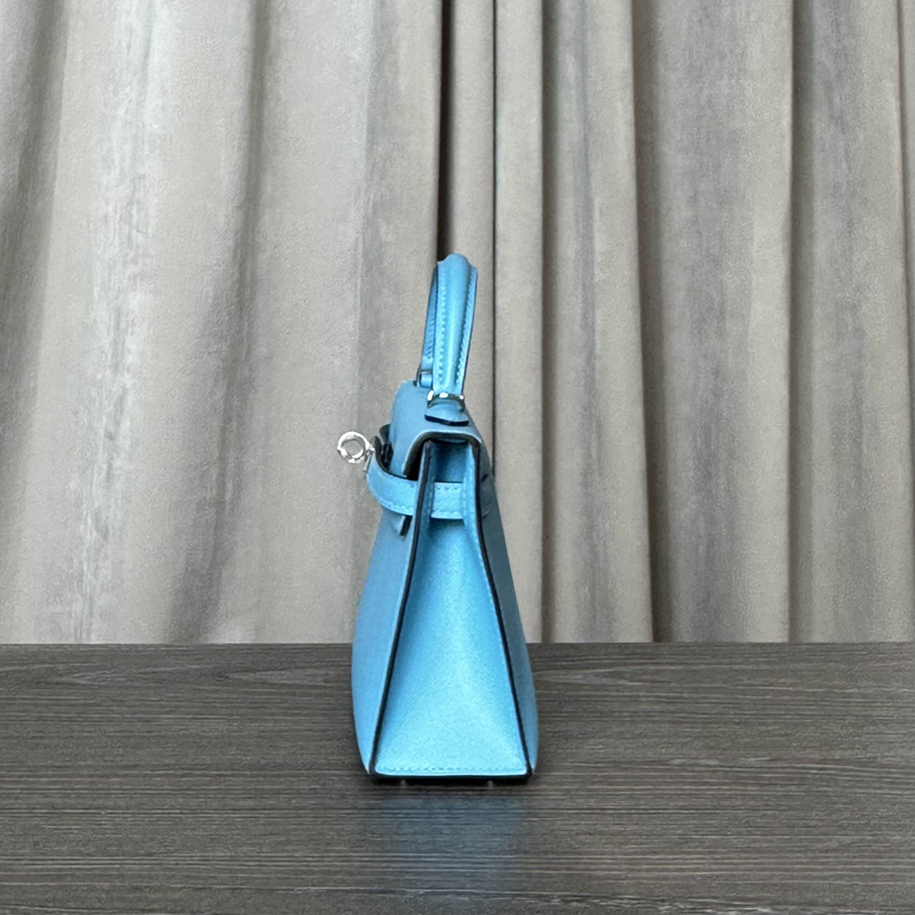 Hermès Bleu Du Nord Mini Kelly 20 Sellier Veau Madame Palladium Hardware