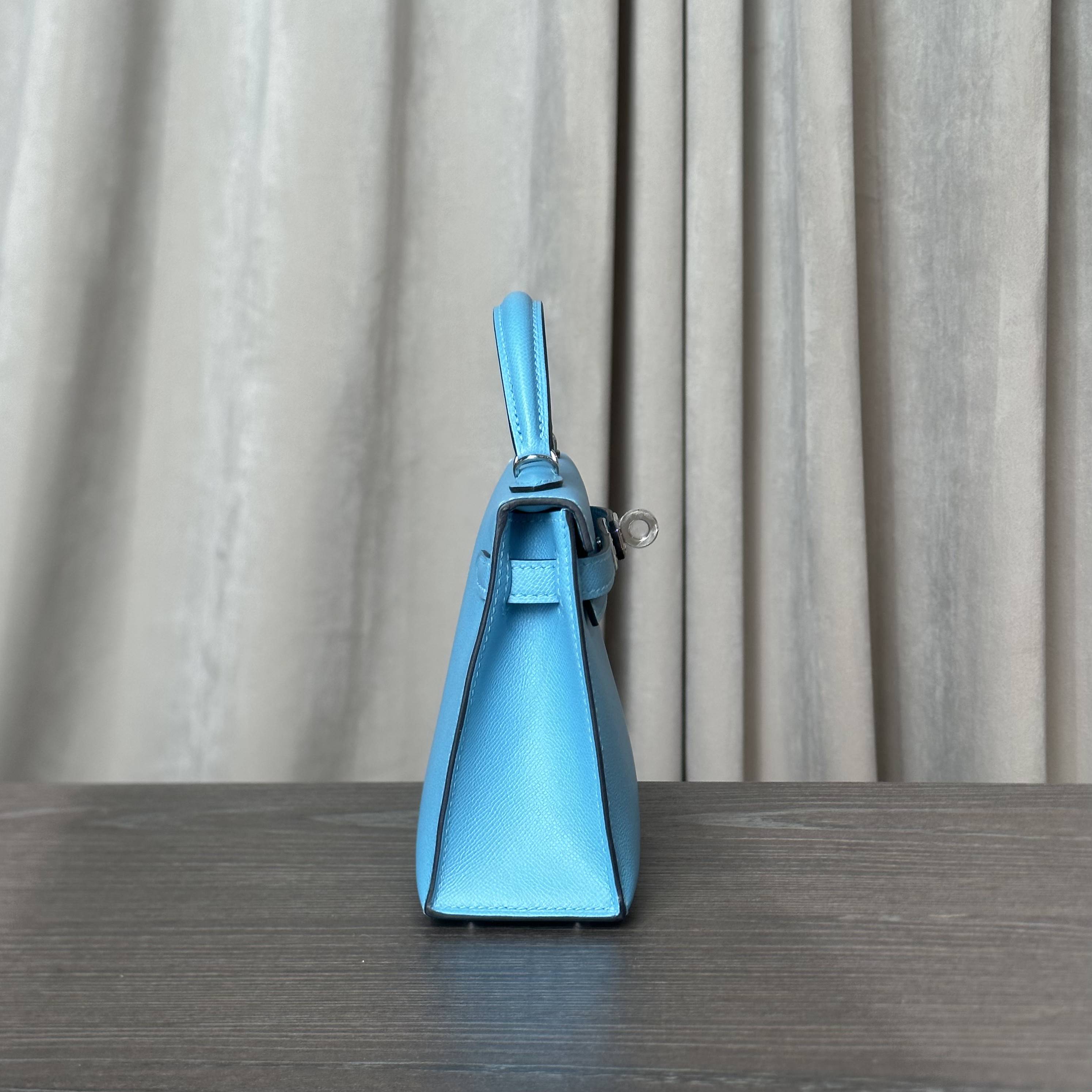 Hermès Bleu Du Nord Mini Kelly 20 Sellier Veau Madame Palladium Hardware