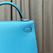Hermès Bleu Du Nord Mini Kelly 20 Sellier Veau Madame Palladium Hardware