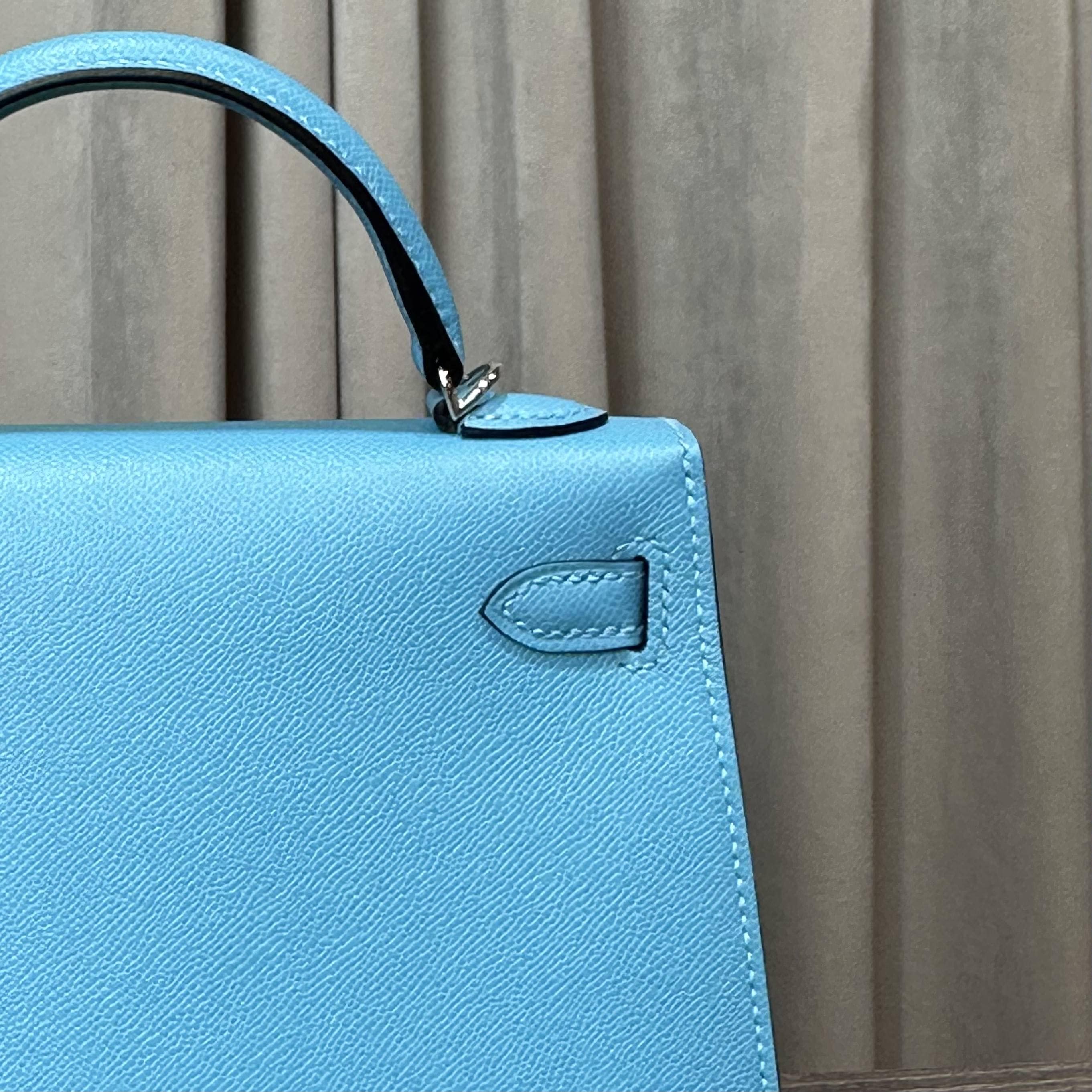 Hermès Bleu Du Nord Mini Kelly 20 Sellier Veau Madame Palladium Hardware