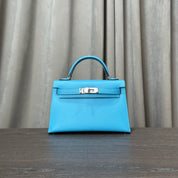 Hermès Bleu Du Nord Mini Kelly 20 Sellier Veau Madame Palladium Hardware