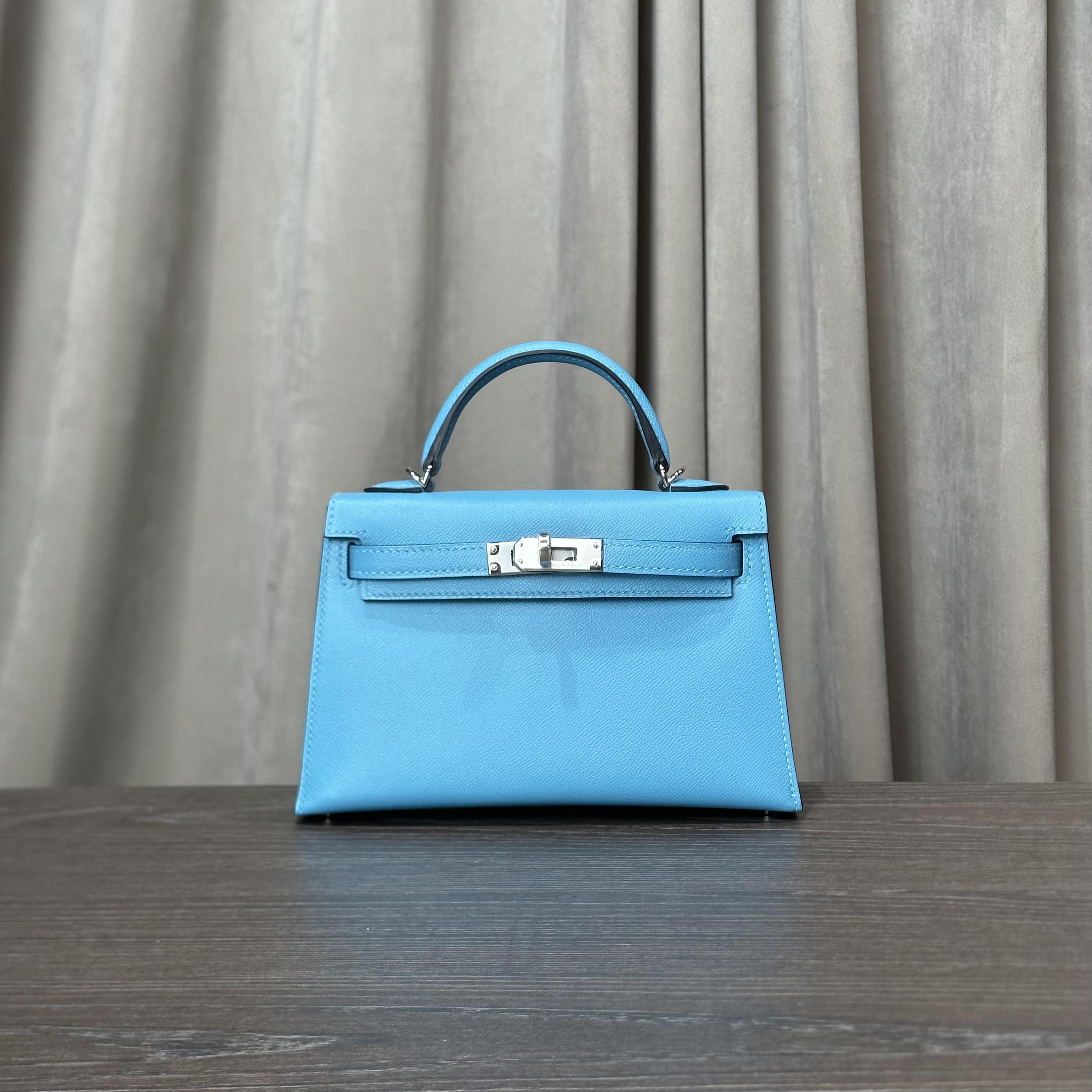 Hermès Bleu Du Nord Mini Kelly 20 Sellier Veau Madame Palladium Hardware