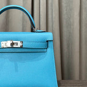 Hermès Bleu Du Nord Mini Kelly 20 Sellier Veau Madame Palladium Hardware