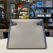 Hermès Bleu Glacier and Gris Pantin Kelly Sellier 28 Toile / Swift Palladium Hardware