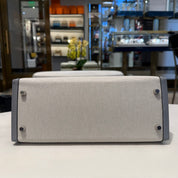 Hermès Bleu Glacier and Gris Pantin Kelly Sellier 28 Toile / Swift Palladium Hardware