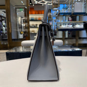 Hermès Bleu Glacier and Gris Pantin Kelly Sellier 28 Toile / Swift Palladium Hardware