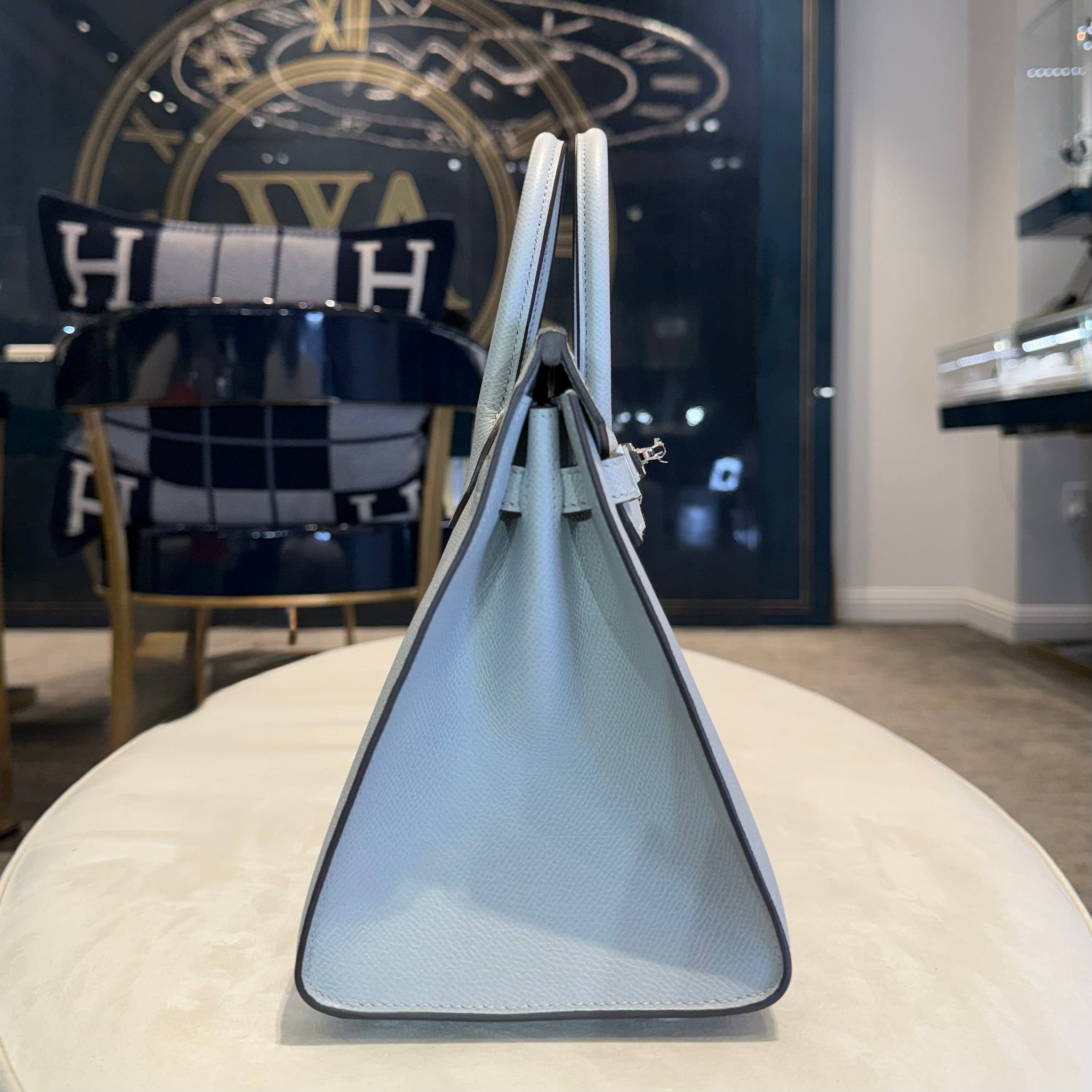 Hermès Bleu Glacier Birkin Sellier 25 Epsom Palladium Hardware