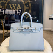 Hermès Bleu Glacier Birkin Sellier 25 Epsom Palladium Hardware