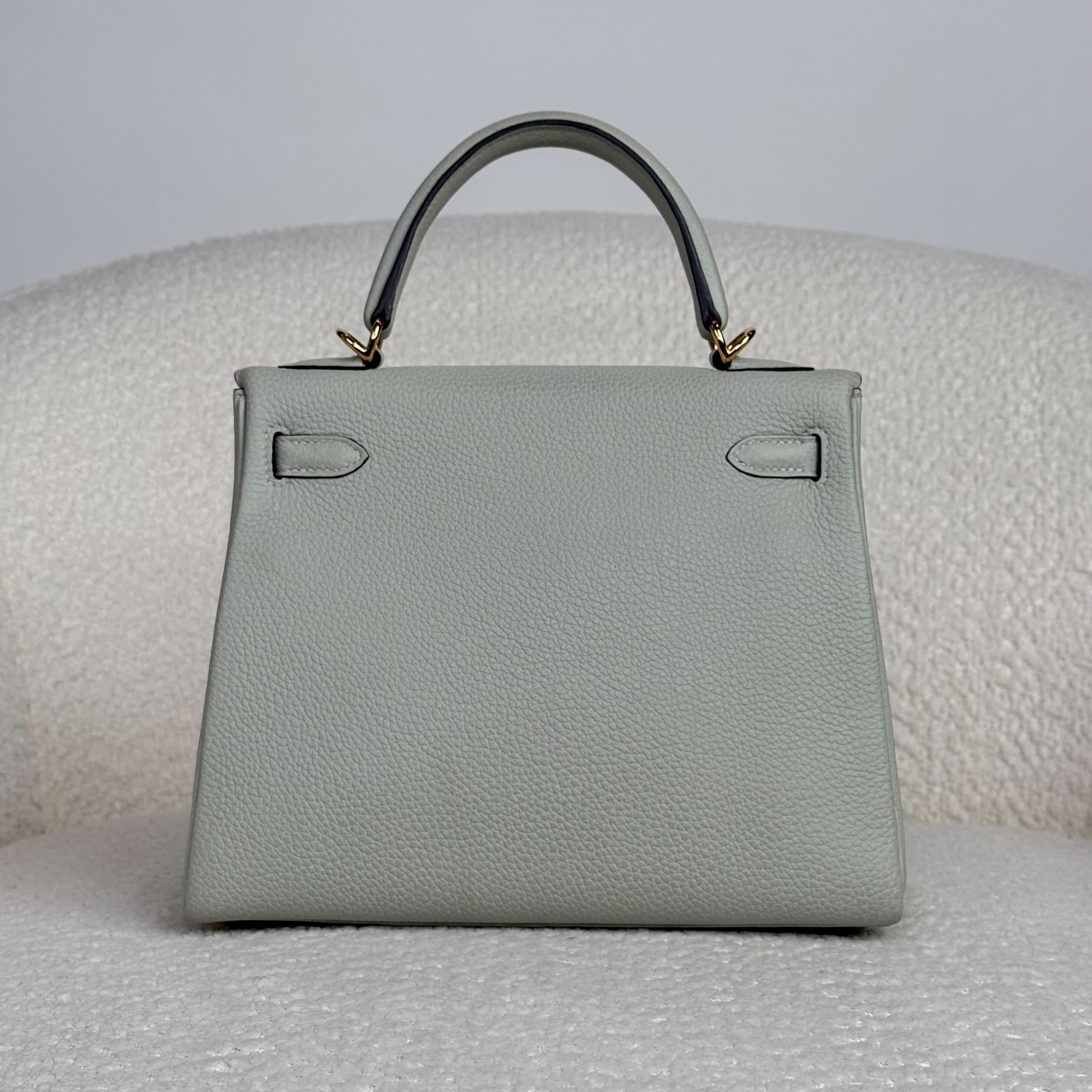 Hermès Bleu Glacier Kelly Retourne 25 Togo Gold Hardware