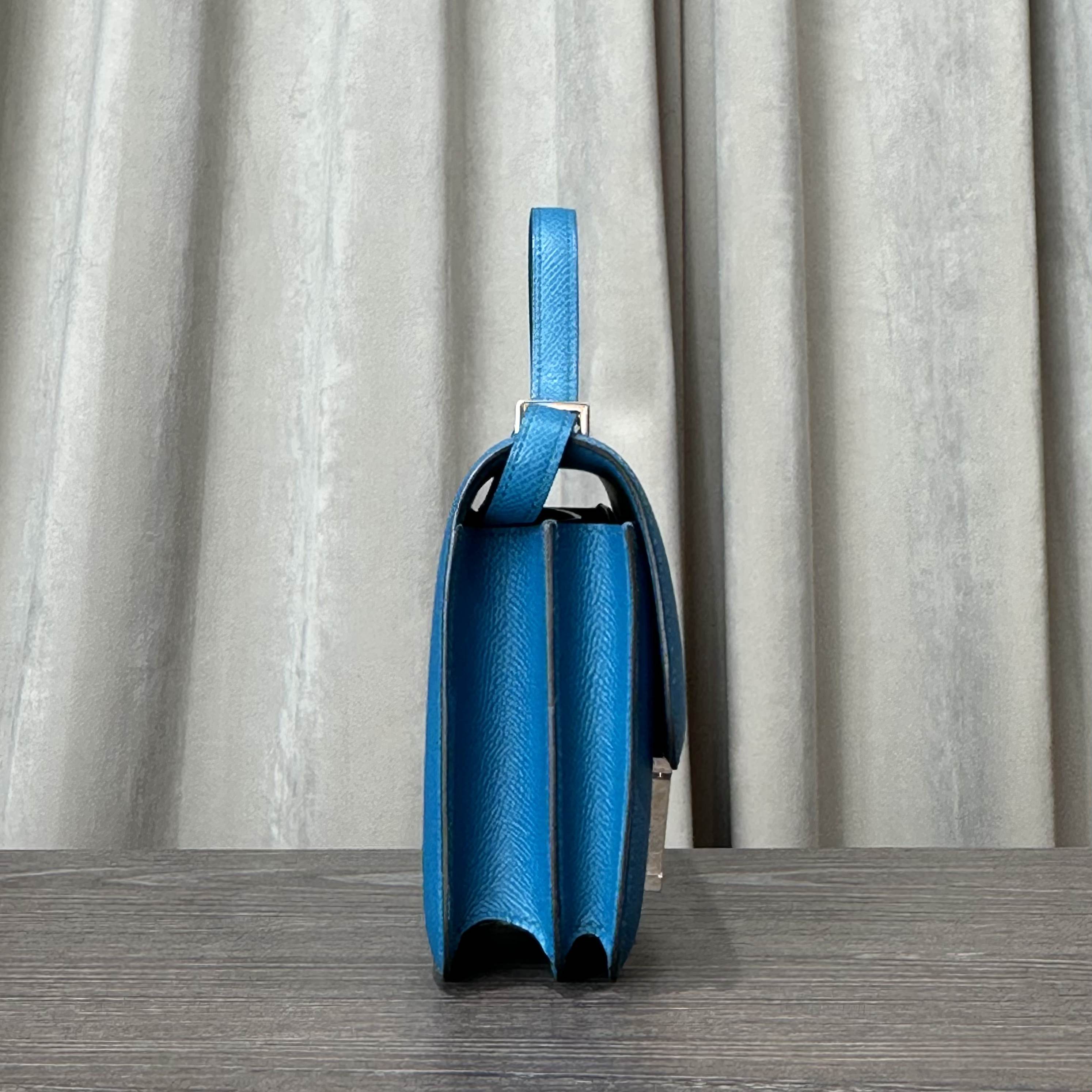 Hermès Bleu Izmir Constance 18 Epsom Palladium Hardware