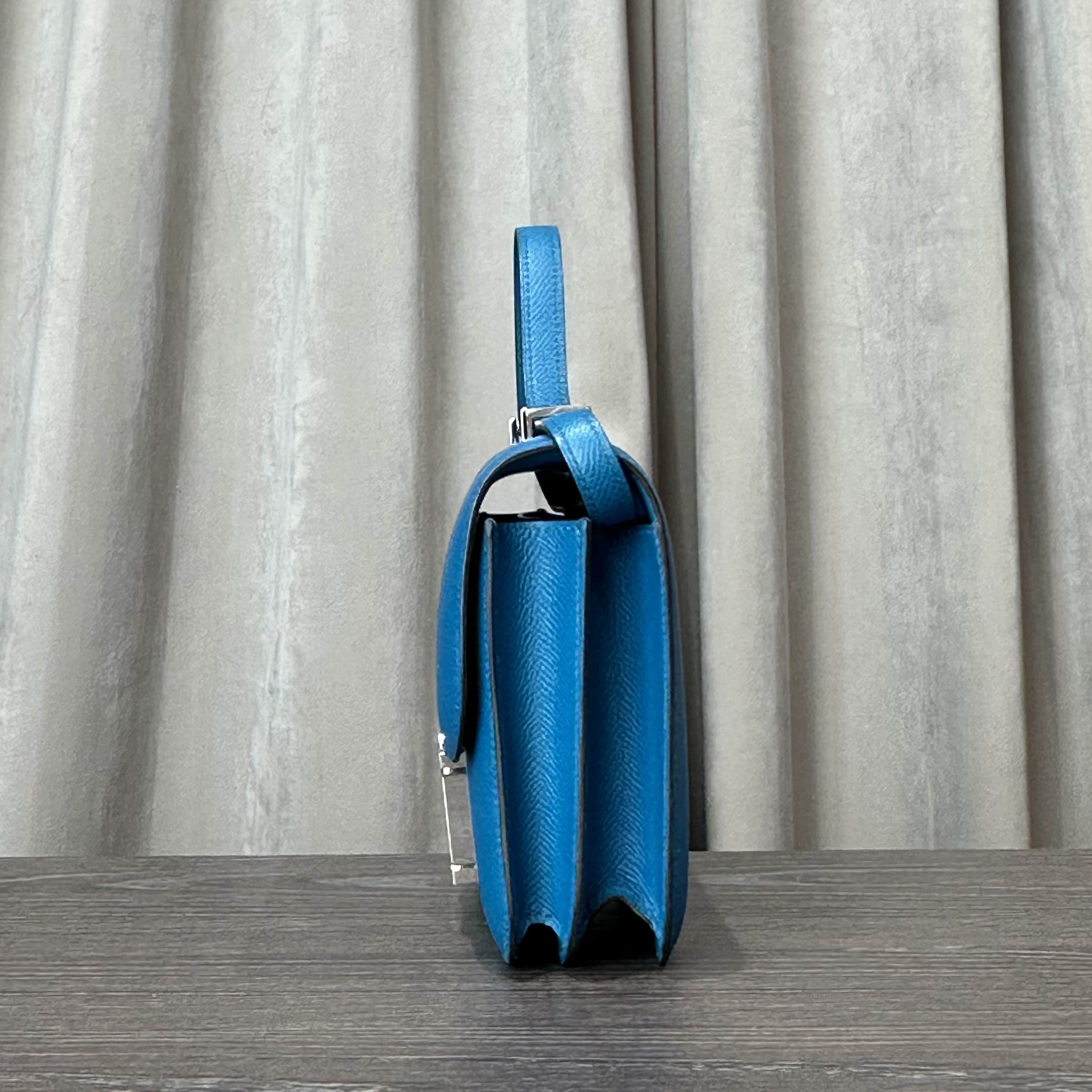 Hermès Bleu Izmir Constance 18 Epsom Palladium Hardware