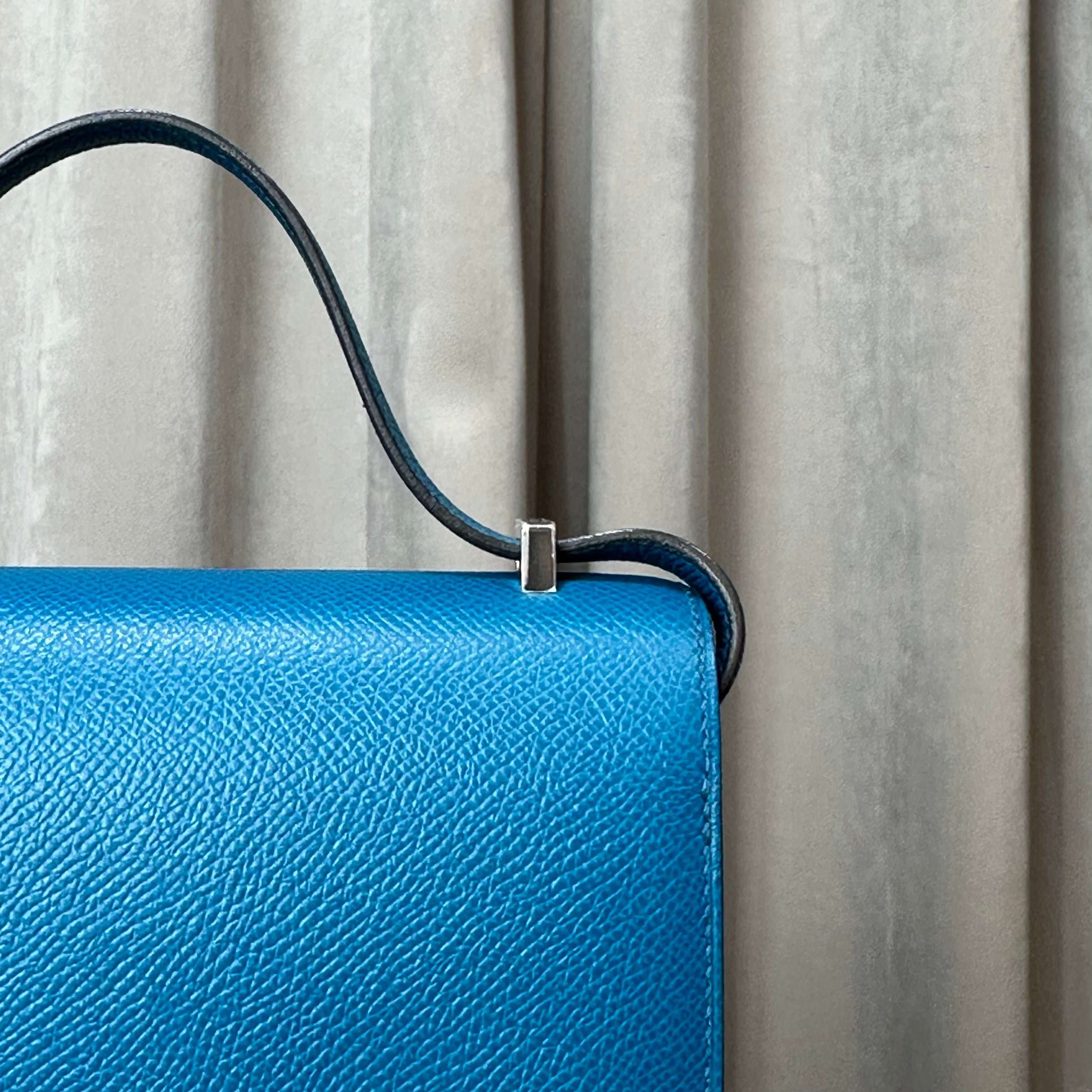 Hermès Bleu Izmir Constance 18 Epsom Palladium Hardware