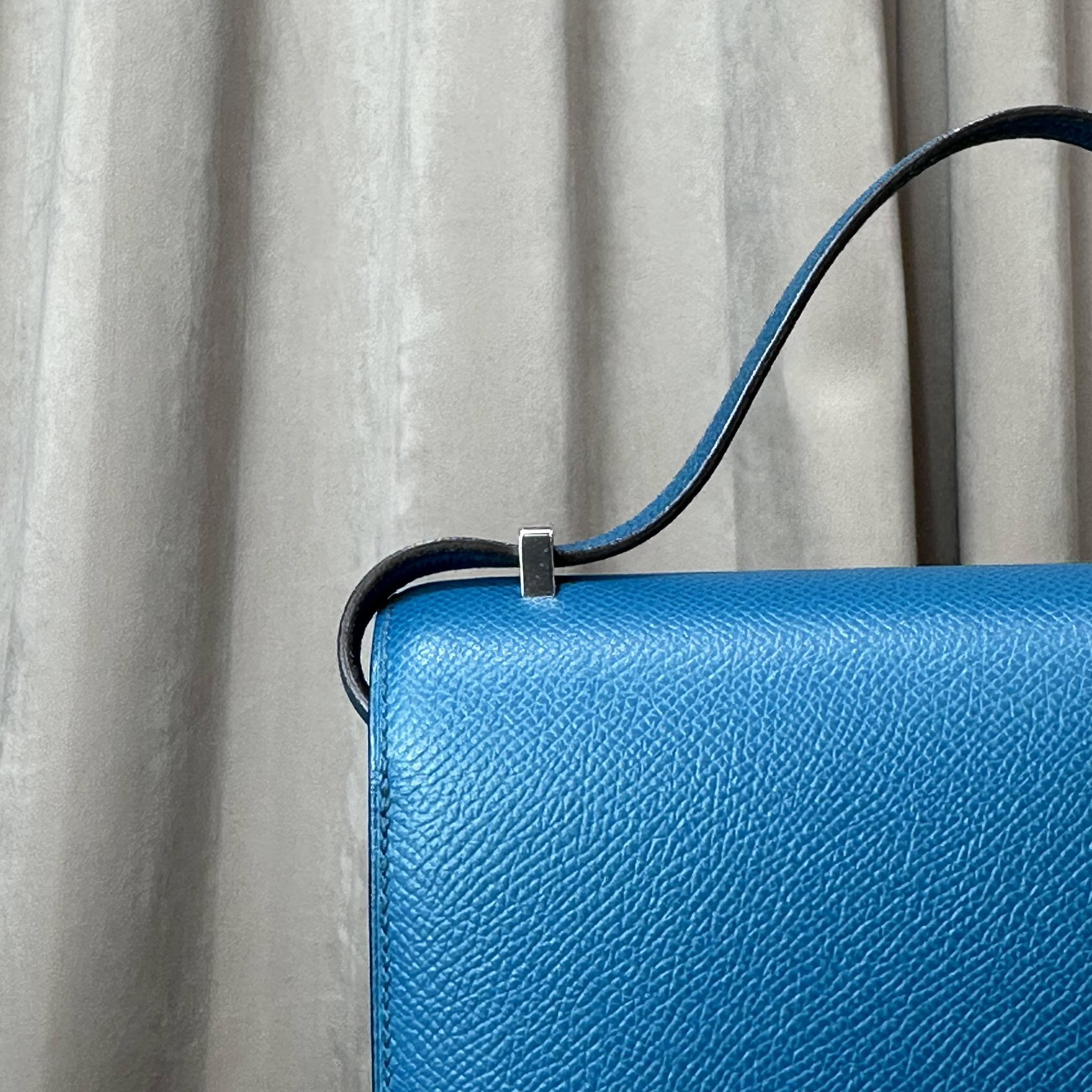 Hermès Bleu Izmir Constance 18 Epsom Palladium Hardware