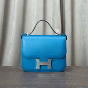 Hermès Bleu Izmir Constance 18 Epsom Palladium Hardware