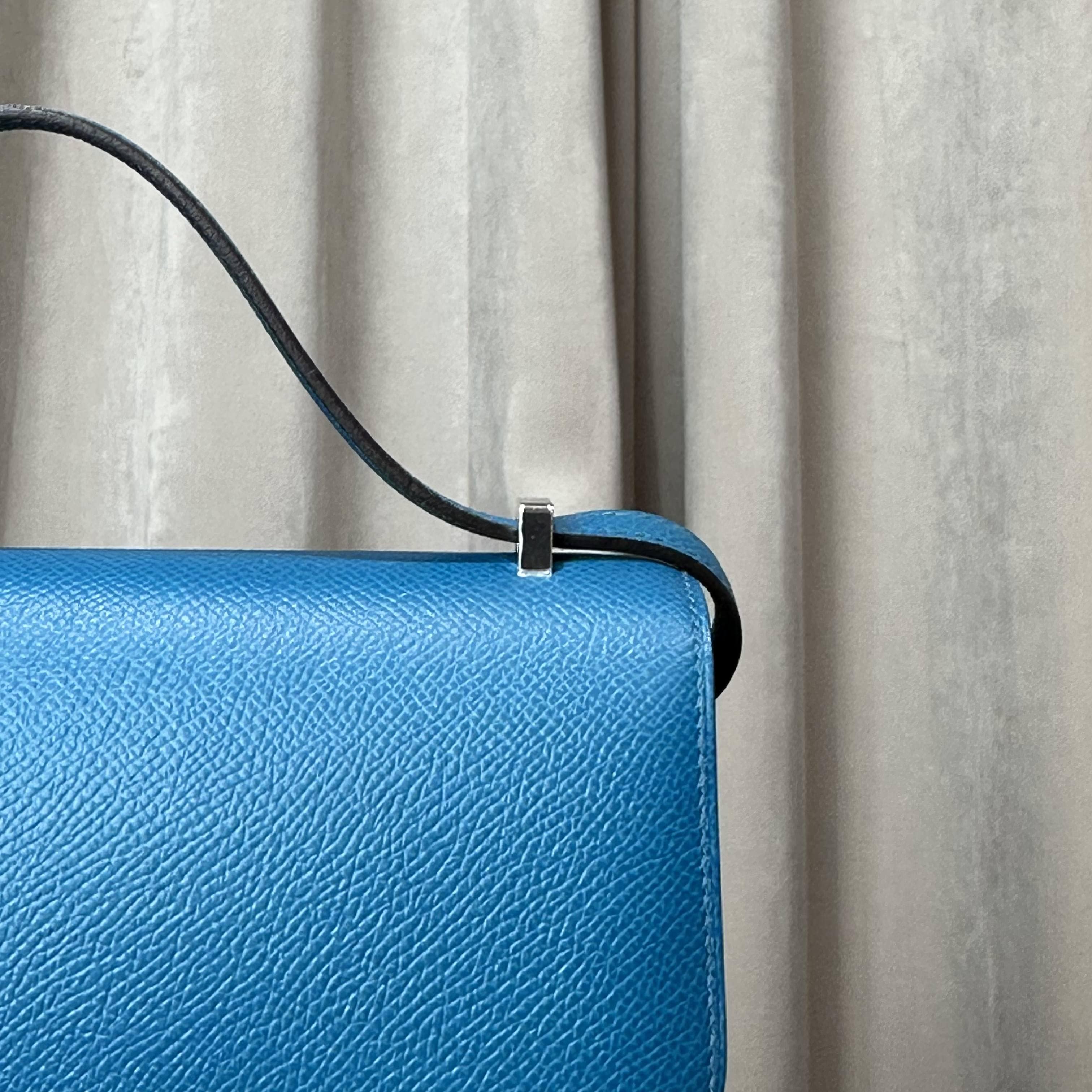 Hermès Bleu Izmir Constance 18 Epsom Palladium Hardware