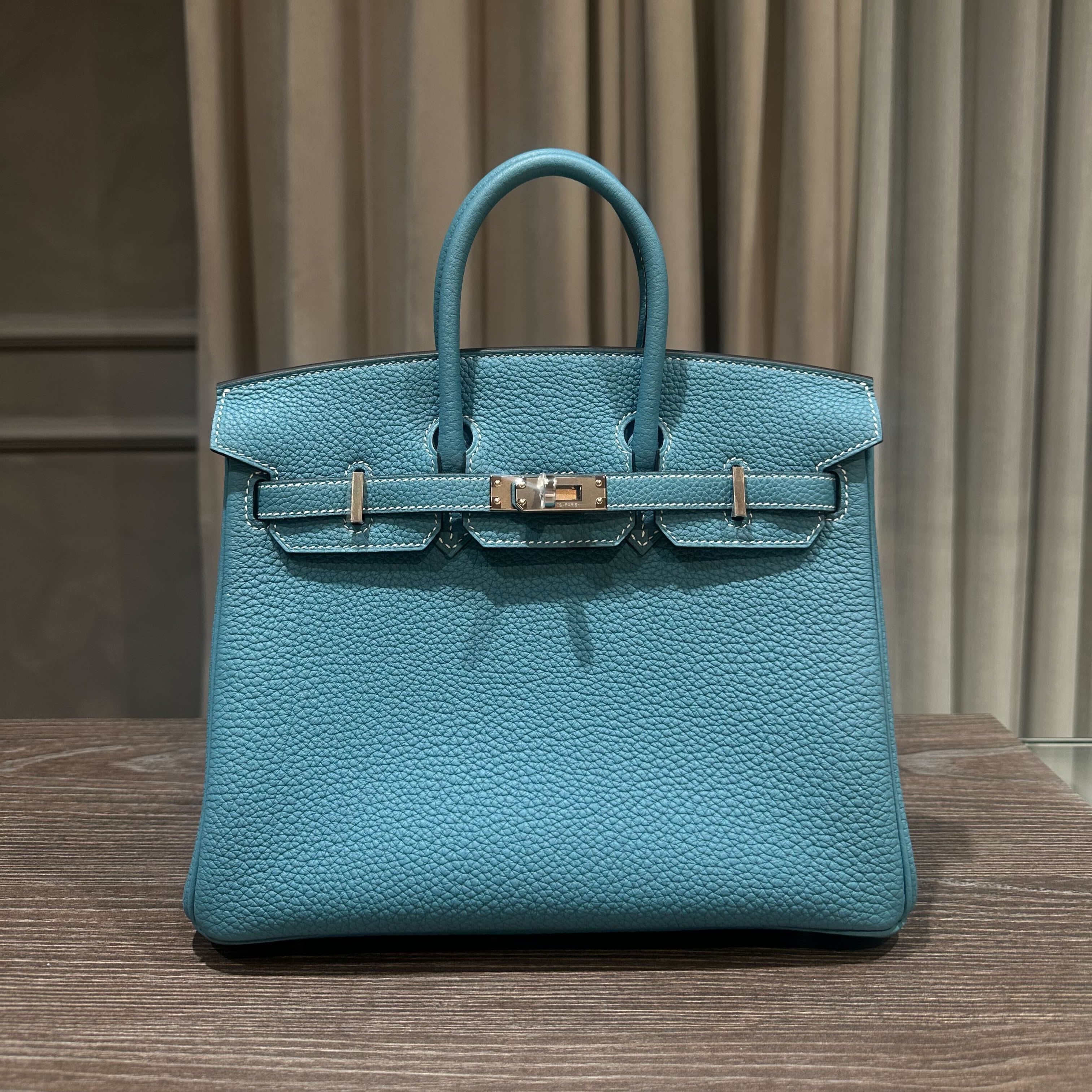 Hermès Bleu Jean Birkin 25 Togo Palladium Hardware