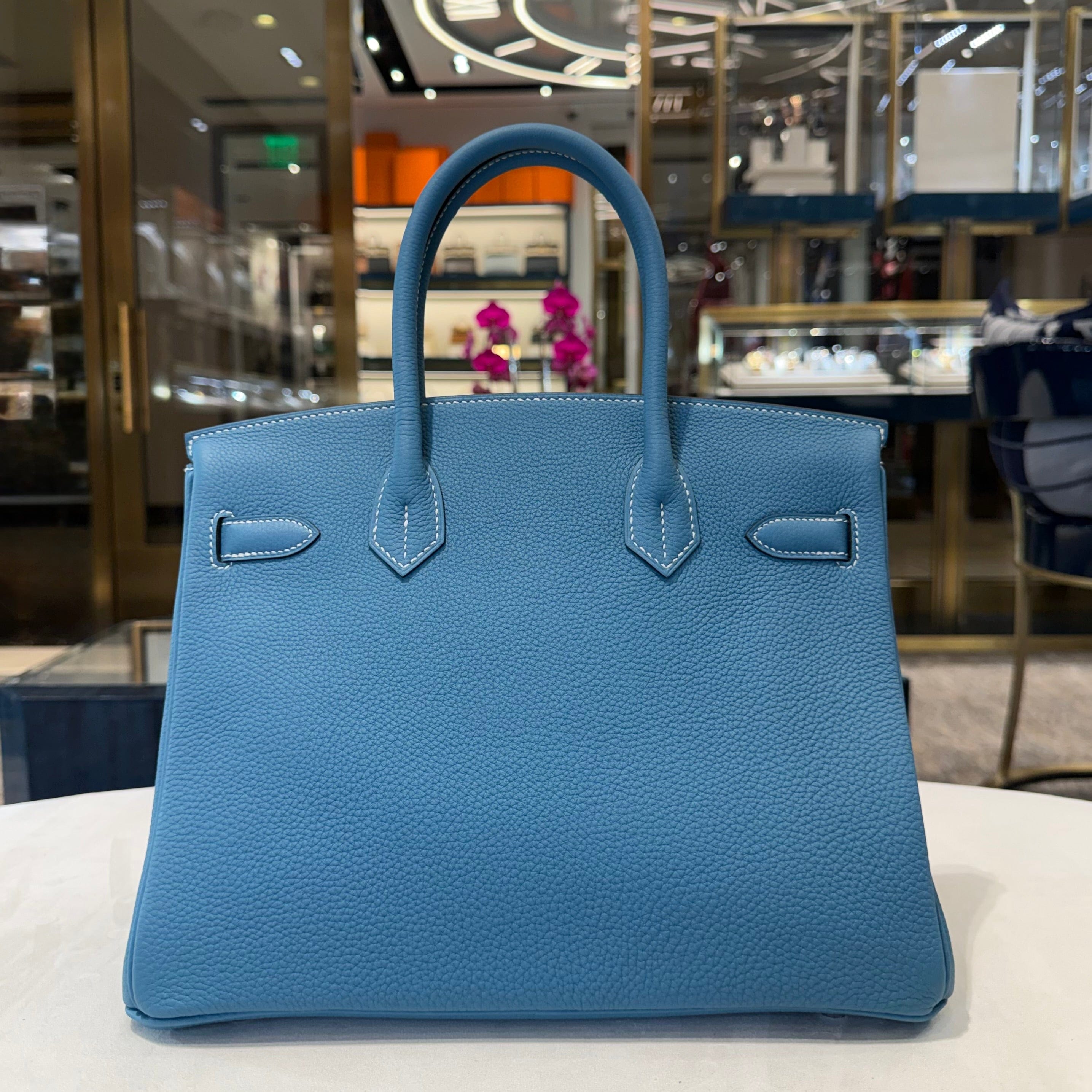Hermès Bleu Jean Birkin 30 Togo Calfskin Palladium Hardware
