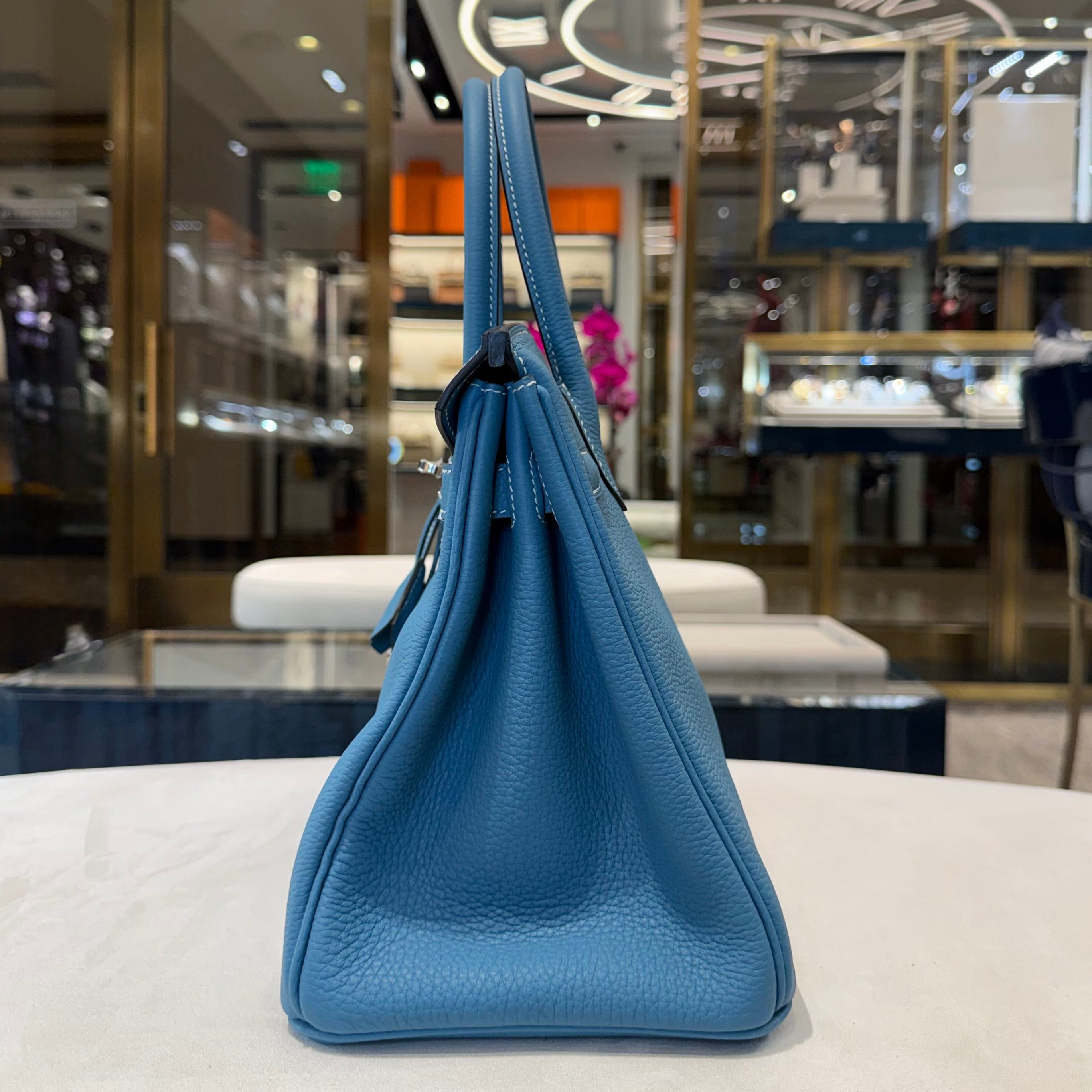 Hermès Bleu Jean Birkin 30 Togo Calfskin Palladium Hardware