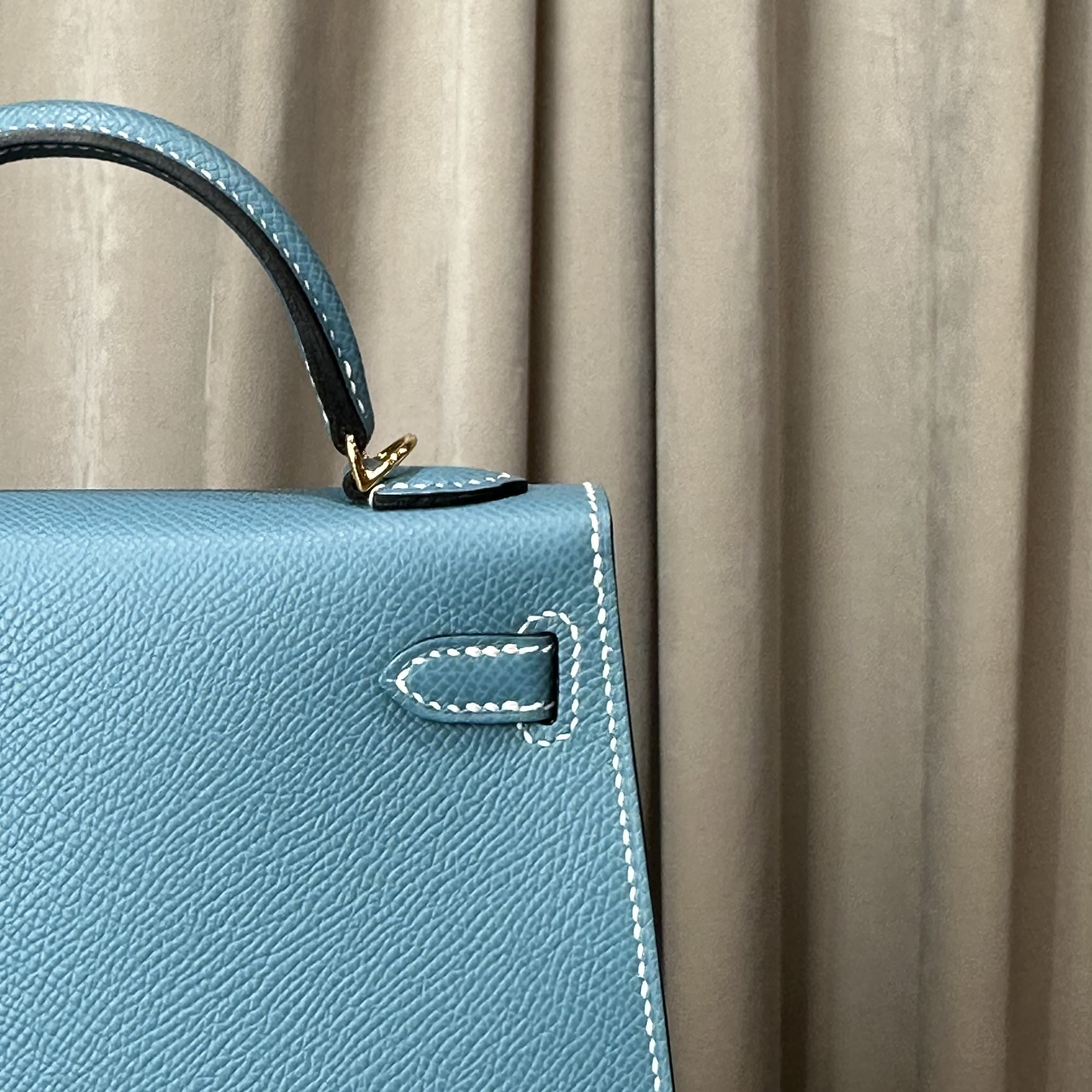 Hermès Bleu Jean Mini Kelly Sellier 20 Epsom Gold Hardware