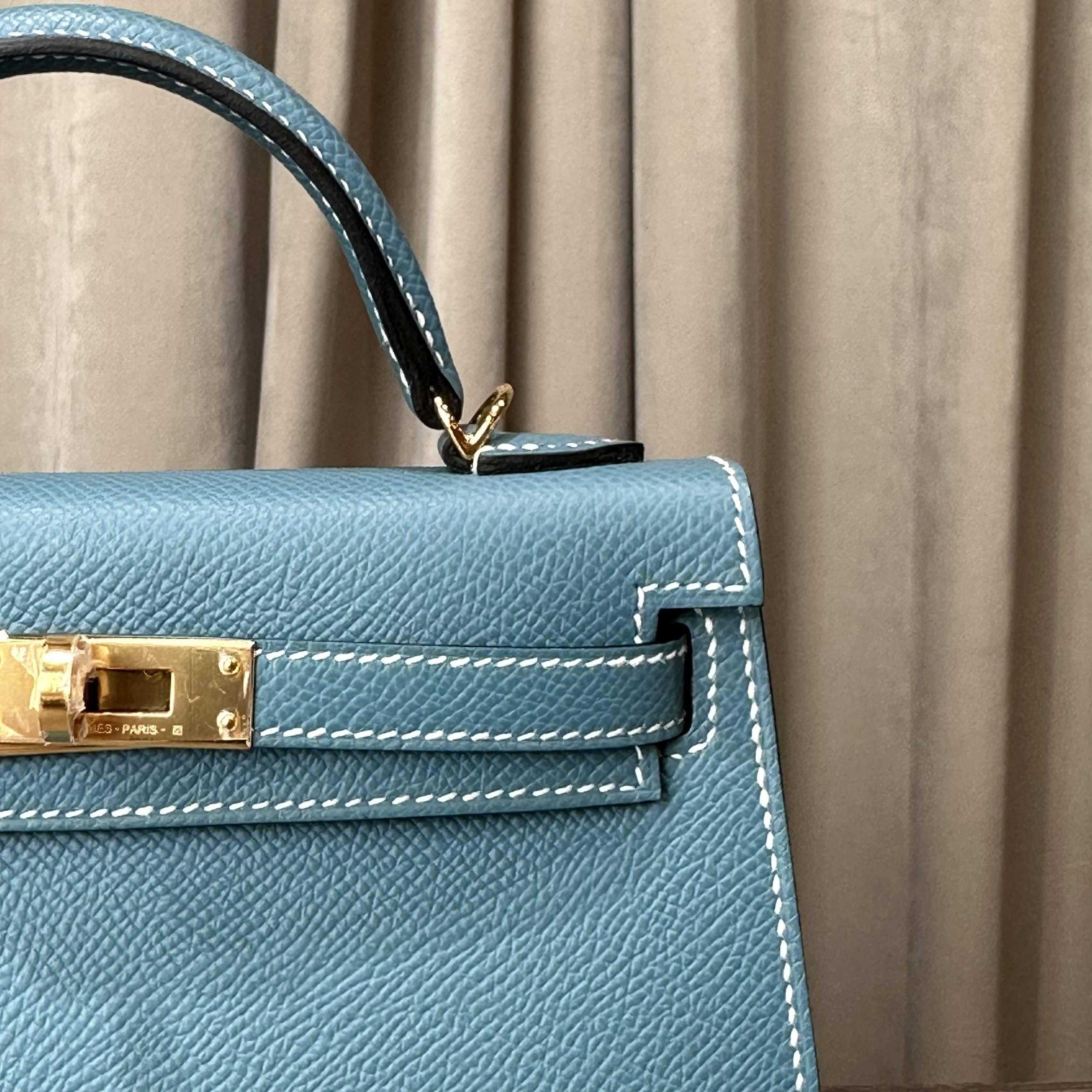 Hermès Bleu Jean Mini Kelly Sellier 20 Epsom Gold Hardware
