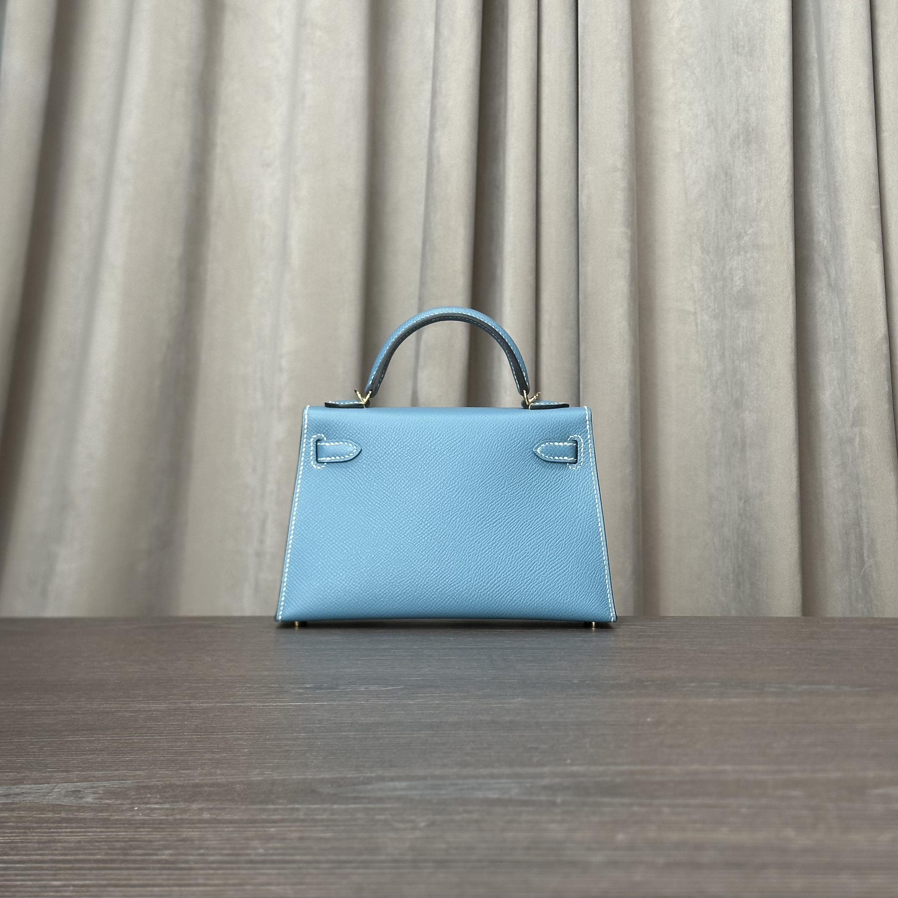 Hermès Bleu Jean Mini Kelly Sellier 20 Epsom Gold Hardware