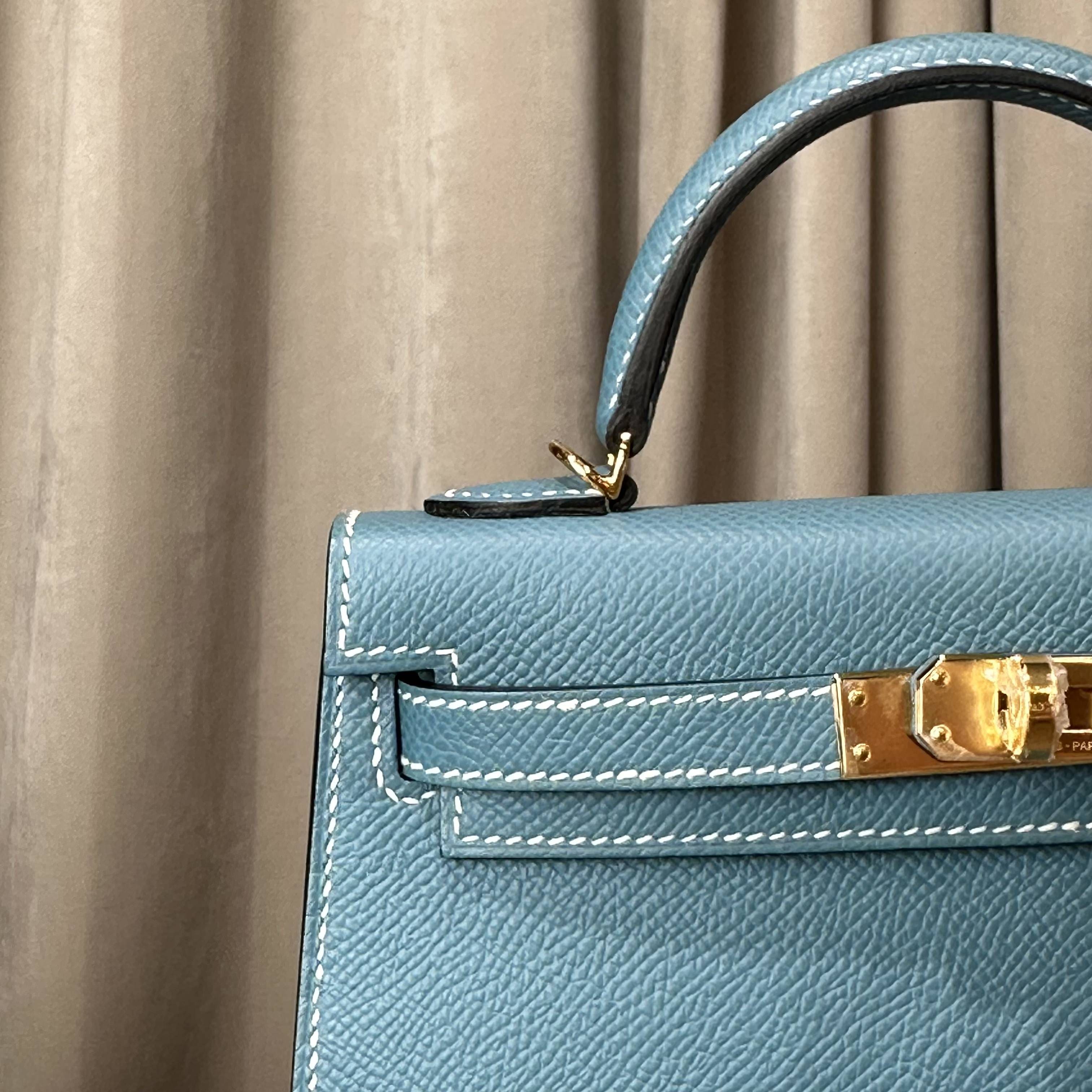 Hermès Bleu Jean Mini Kelly Sellier 20 Epsom Gold Hardware