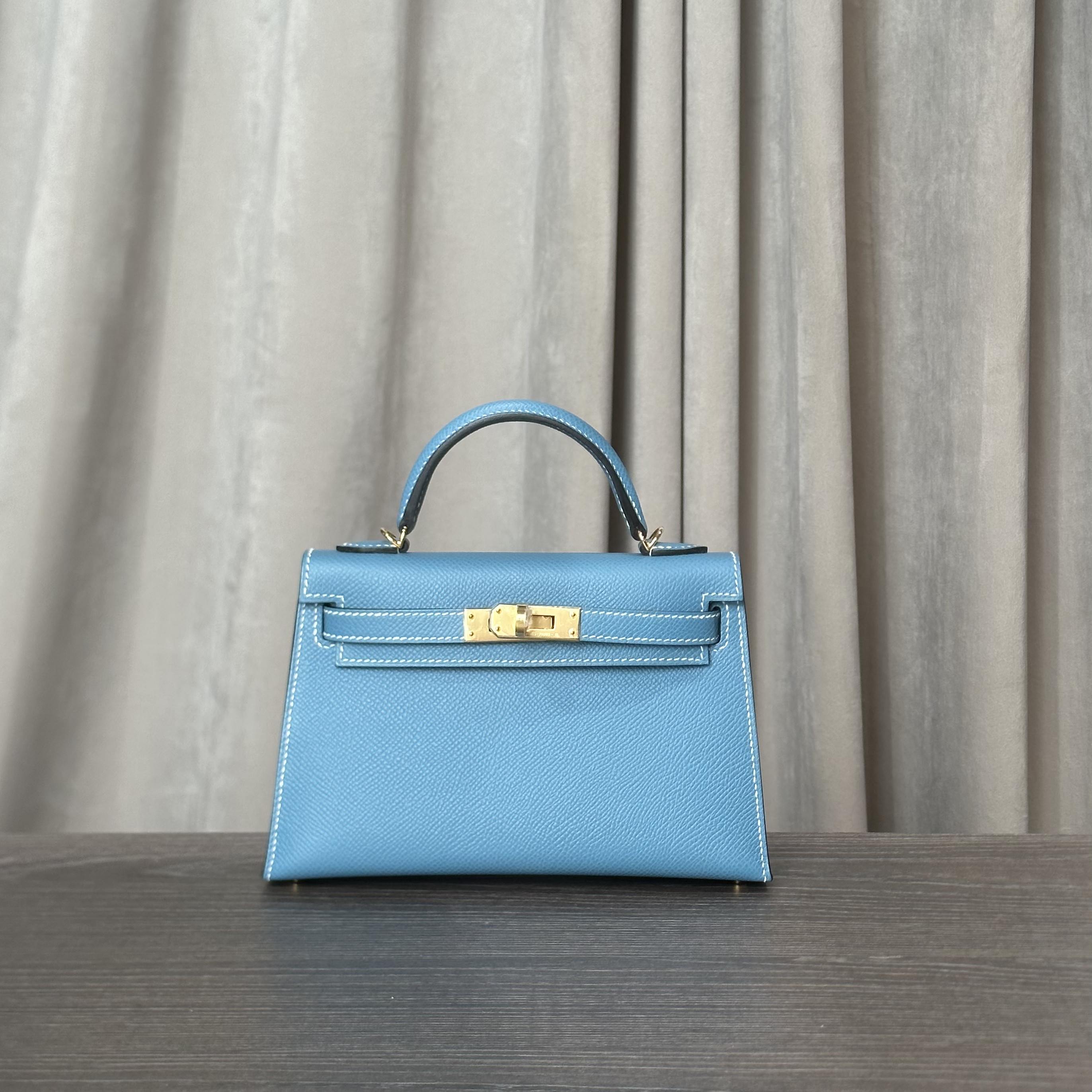 Hermès Bleu Jean Mini Kelly Sellier 20 Epsom Gold Hardware