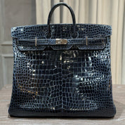 Hermès Bleu Marine Birkin HAC 50 Porosus Crocodile Palladium Hardware