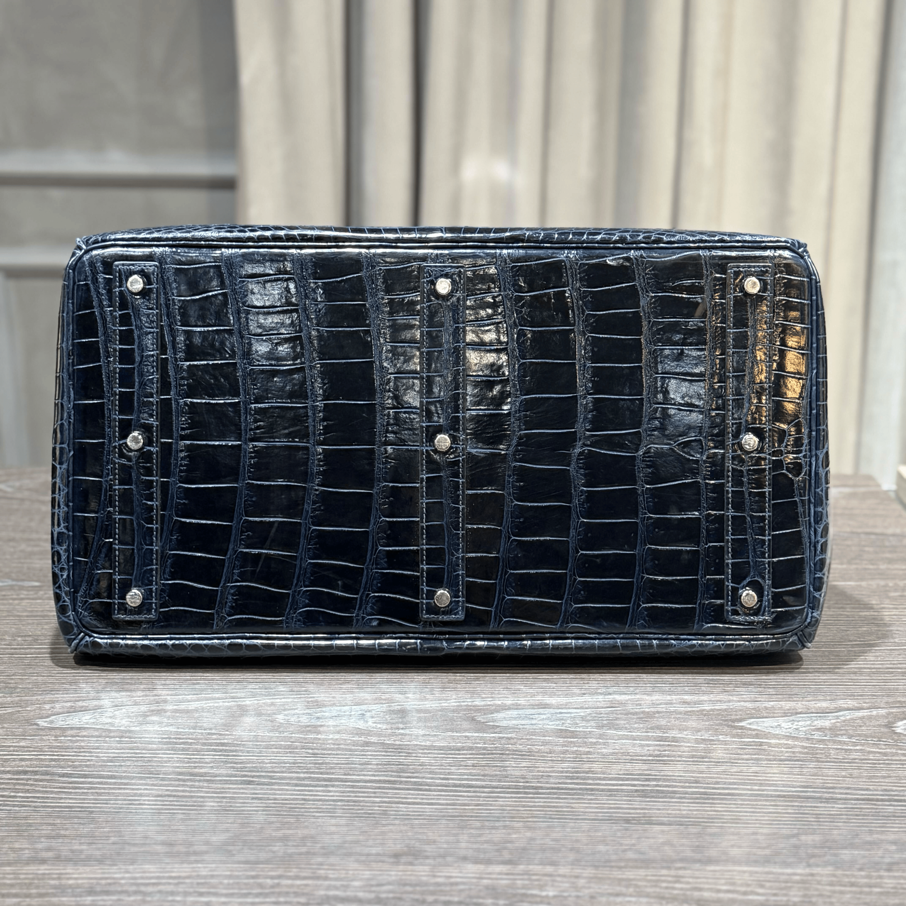 Hermès Bleu Marine Birkin HAC 50 Porosus Crocodile Palladium Hardware