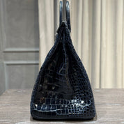 Hermès Bleu Marine Birkin HAC 50 Porosus Crocodile Palladium Hardware
