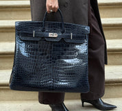 Hermès Bleu Marine Birkin HAC 50 Porosus Crocodile Palladium Hardware