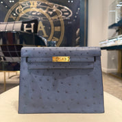 Hermès Bleu Royal Kelly Danse Ostrich Gold Hardware