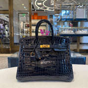Hermès Bleu Sapire Birkin 25 Niloticus Crocodile Gold Hardware