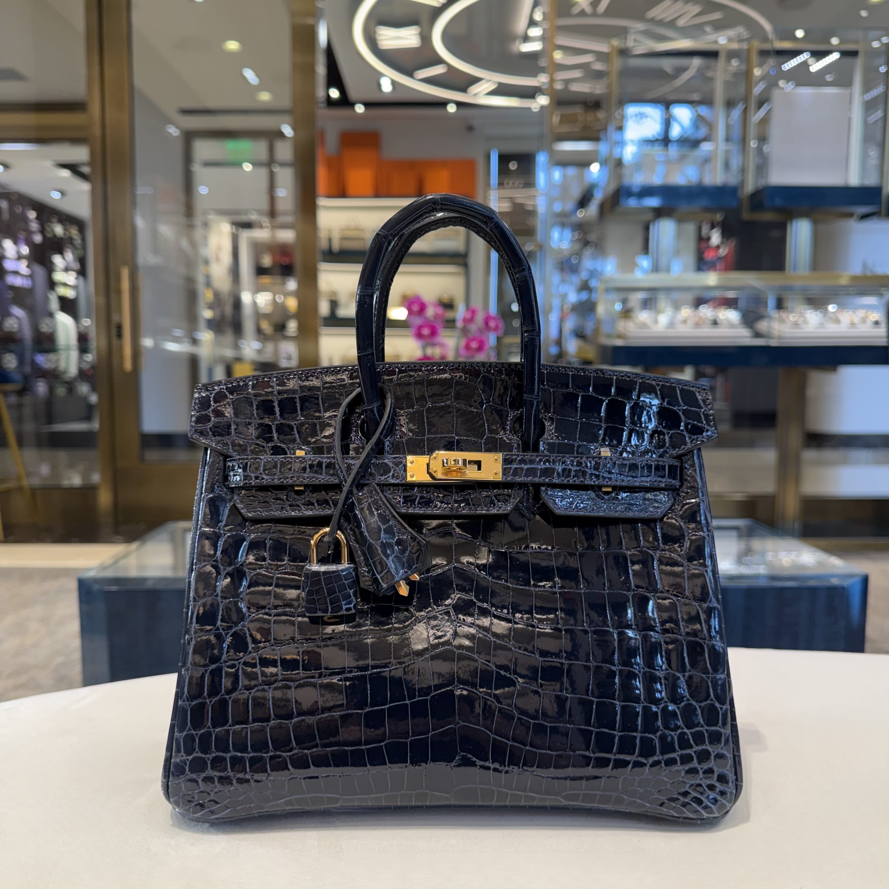 Hermès Bleu Sapire Birkin 25 Niloticus Crocodile Gold Hardware